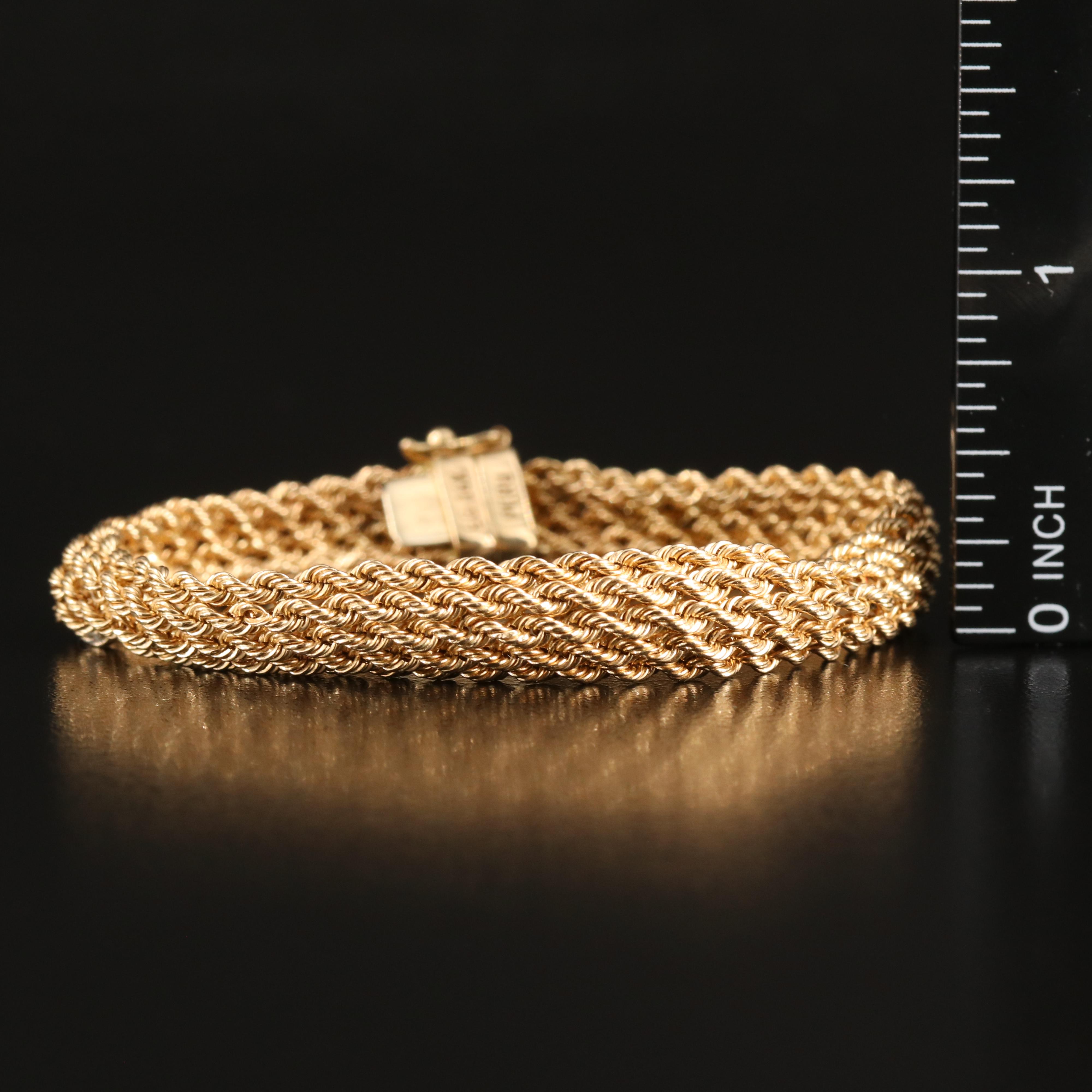 14K Five Row Rope Chain Bracelet