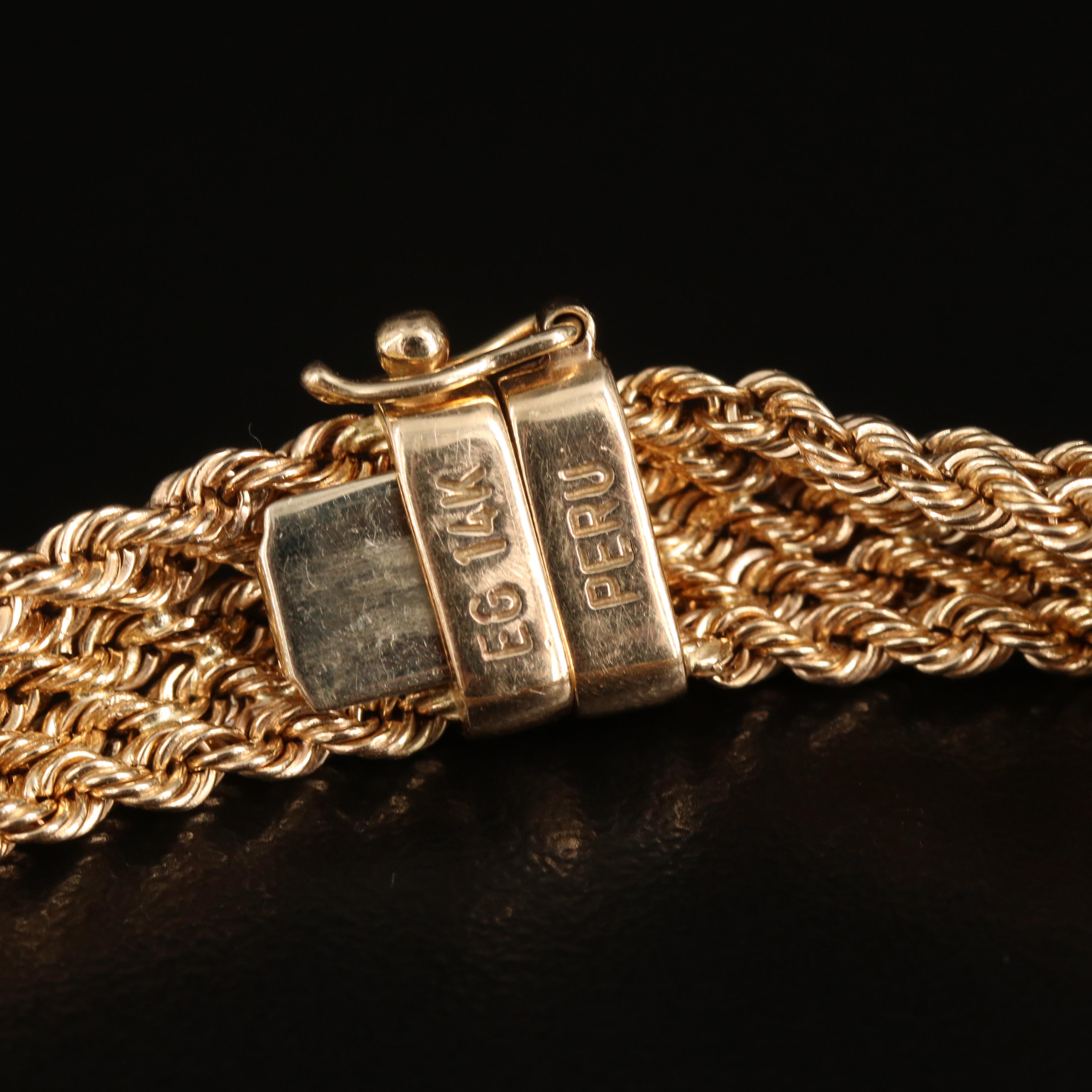 14K Five Row Rope Chain Bracelet