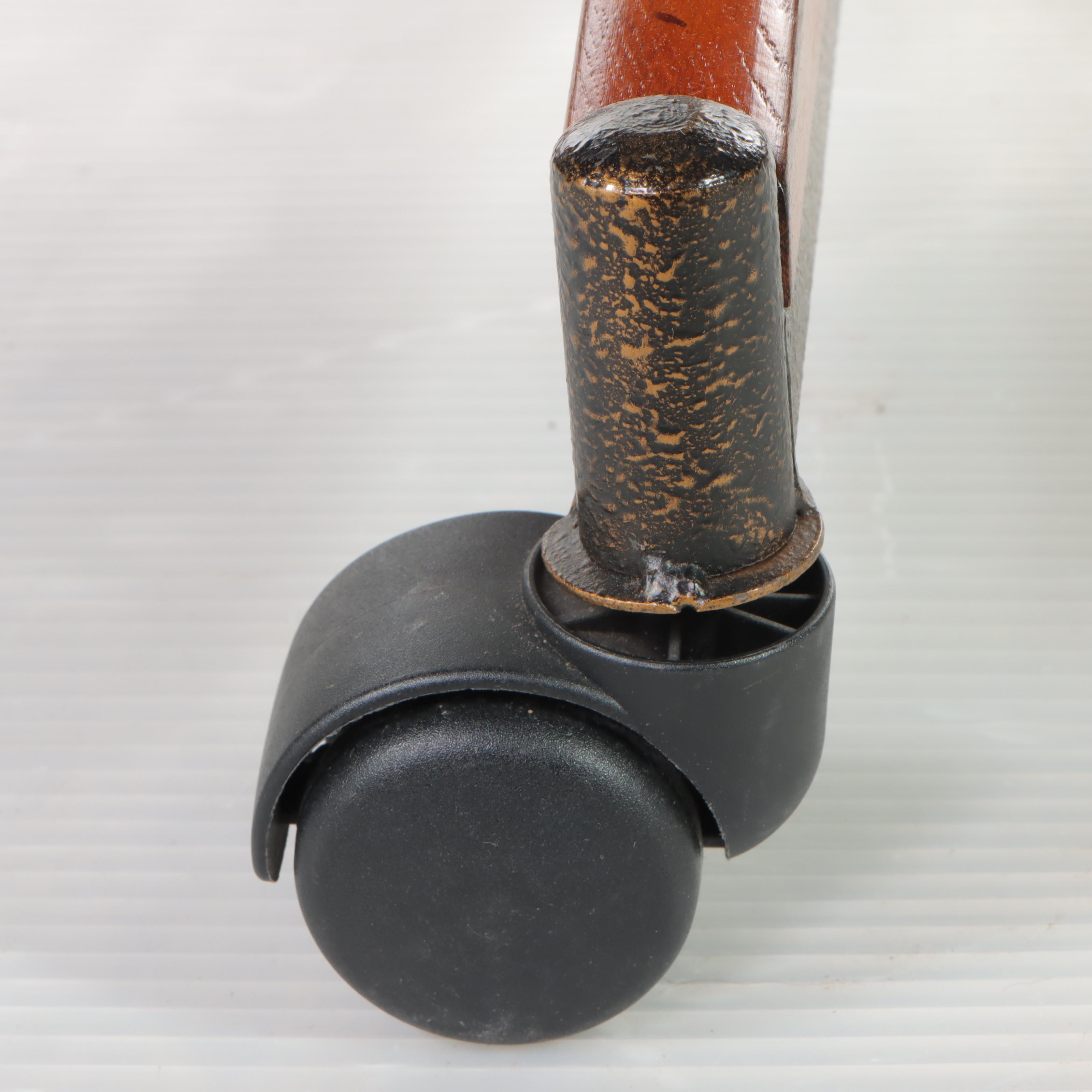 Pair of Chromcraft "Capetown" Oak, Metal, and Slate Swivel-Tilit Dining Chairs