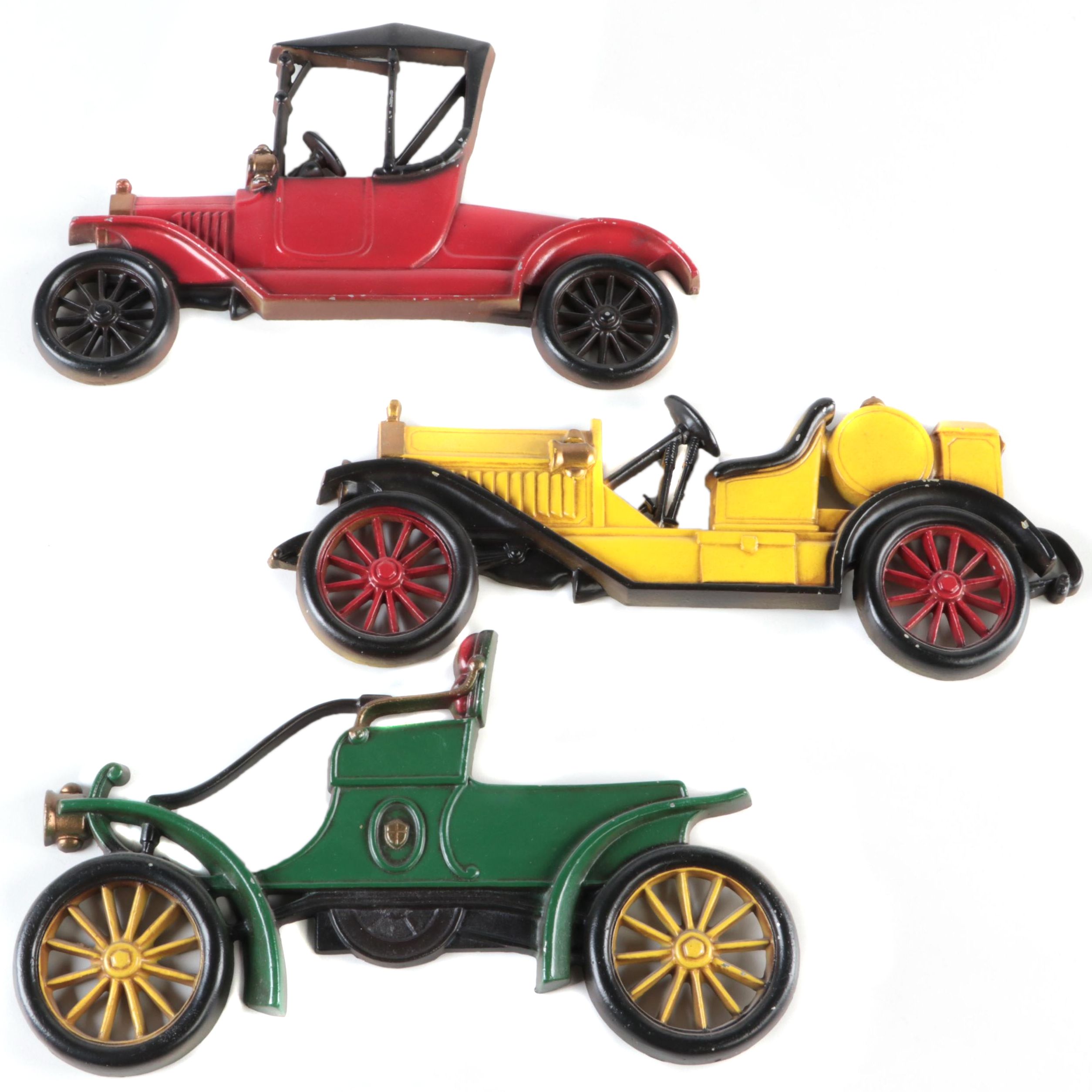 Sexton Painted Cast Metal Car Wall Plaques, Mid to Late 20th Century