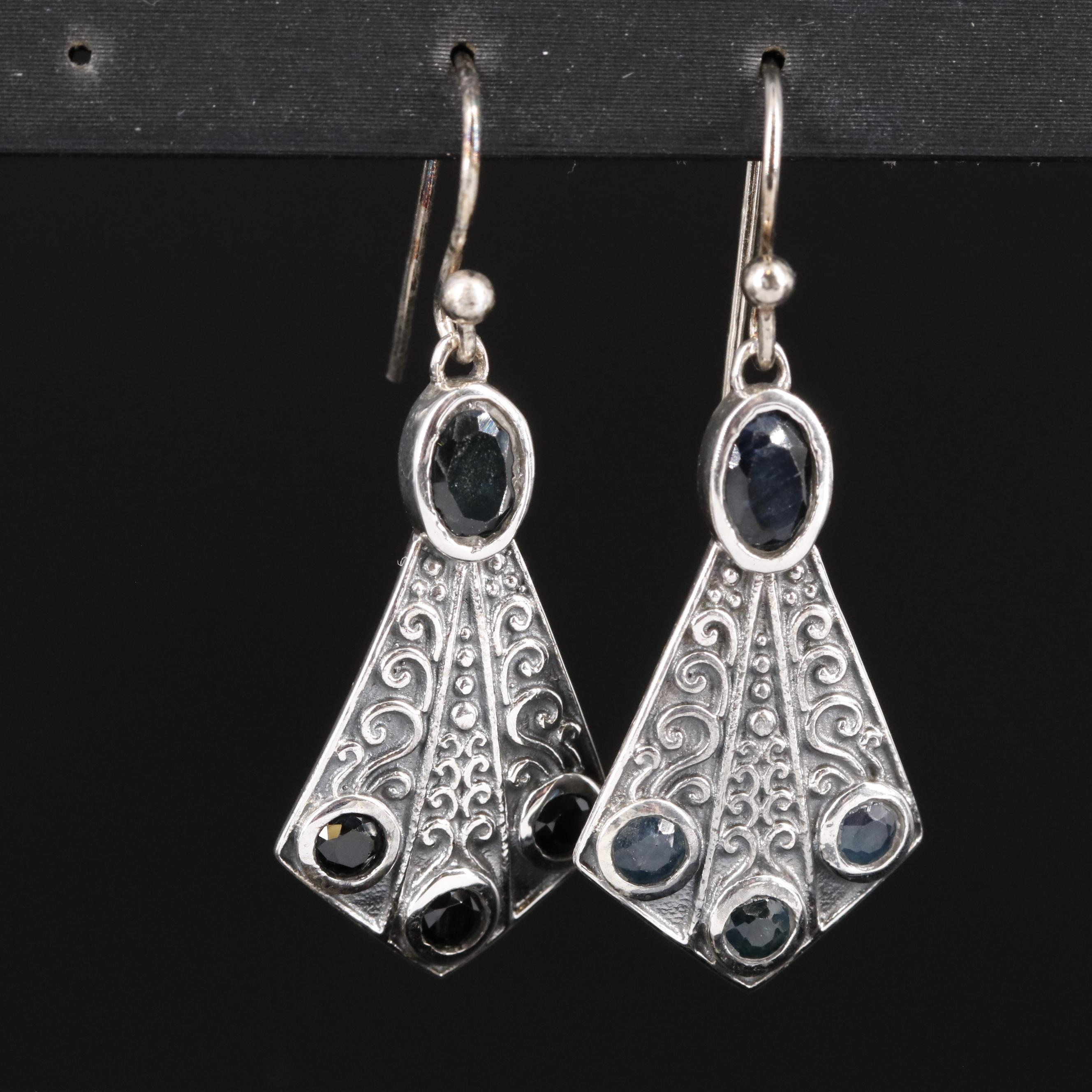 Sterling Sapphire Dangle Earrings