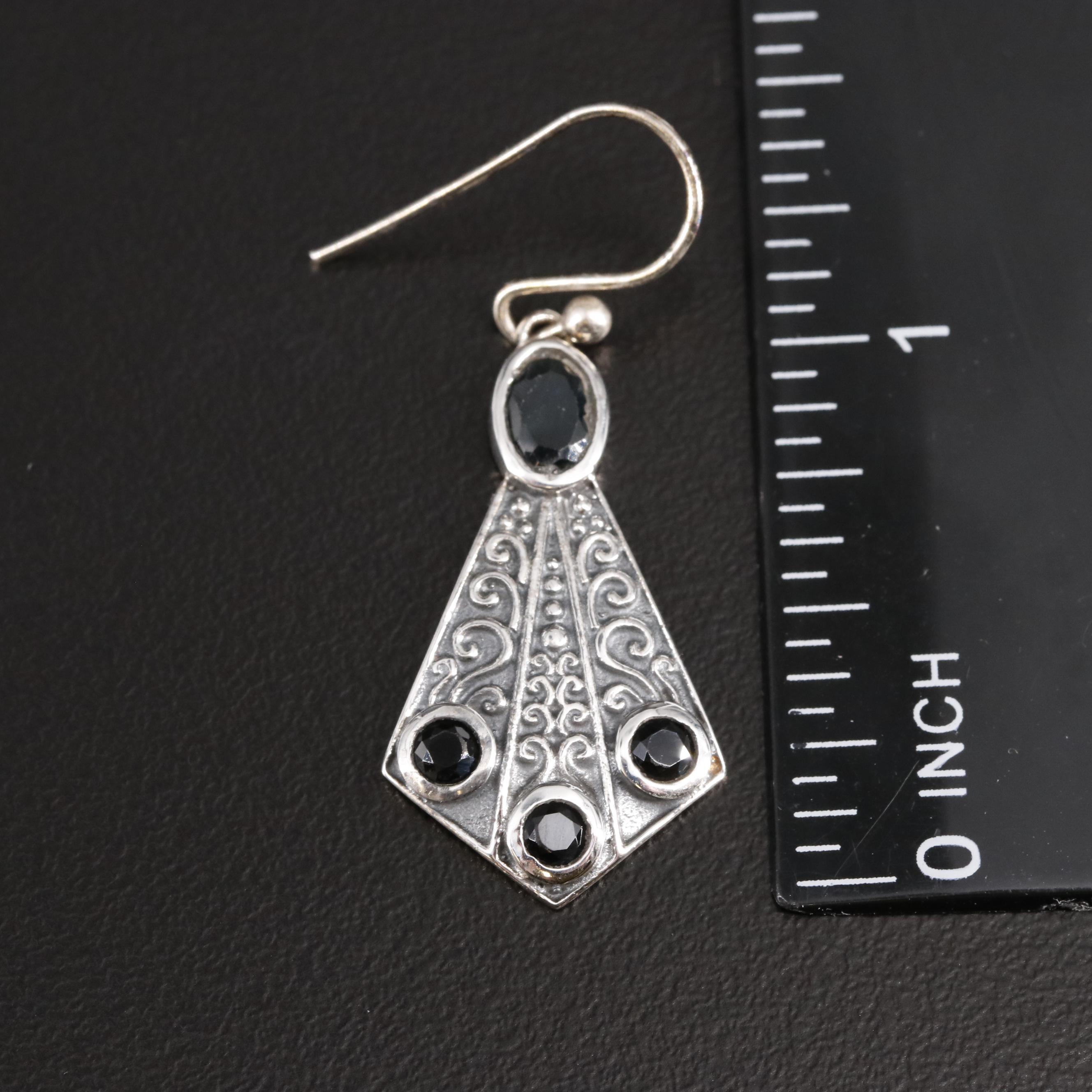 Sterling Sapphire Dangle Earrings