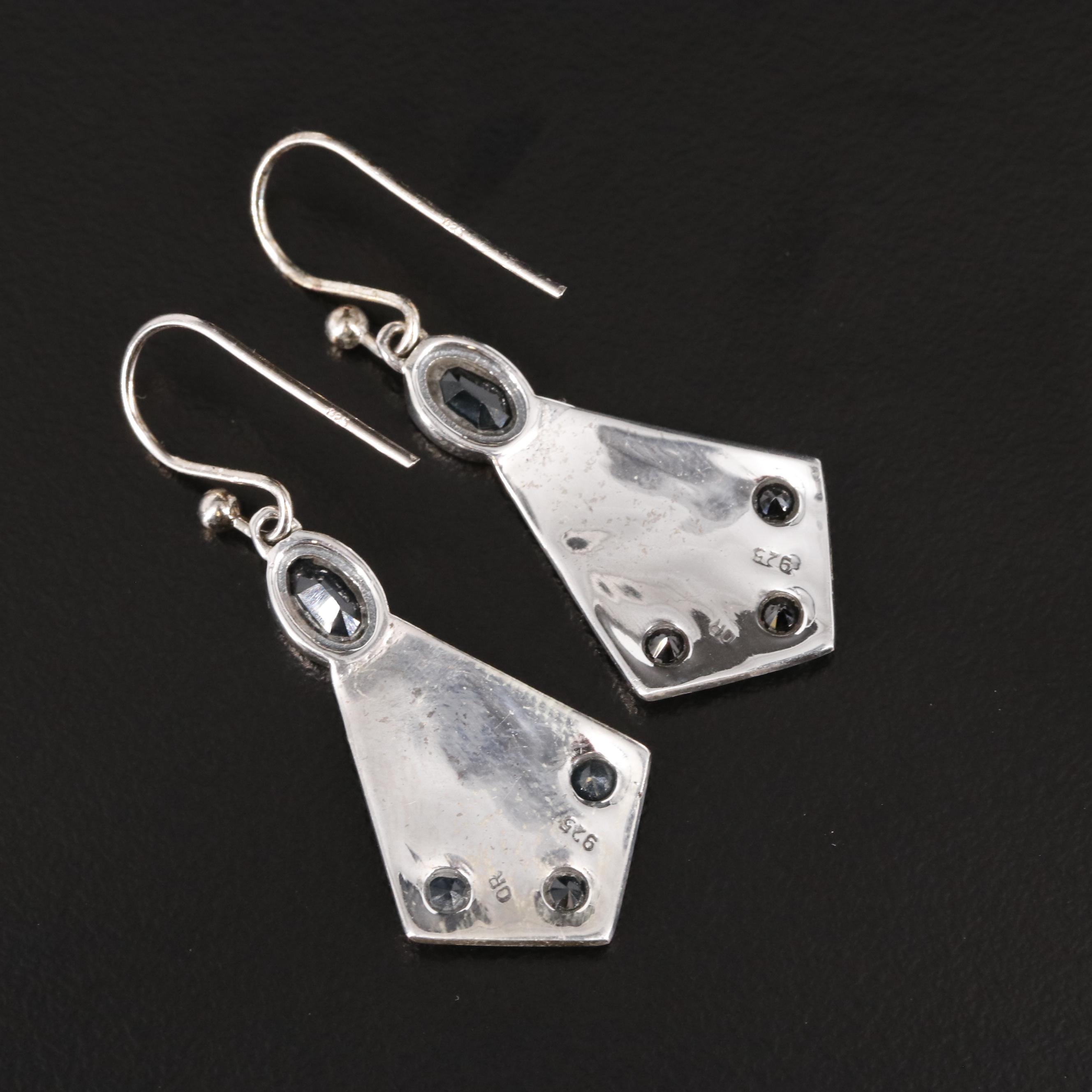 Sterling Sapphire Dangle Earrings