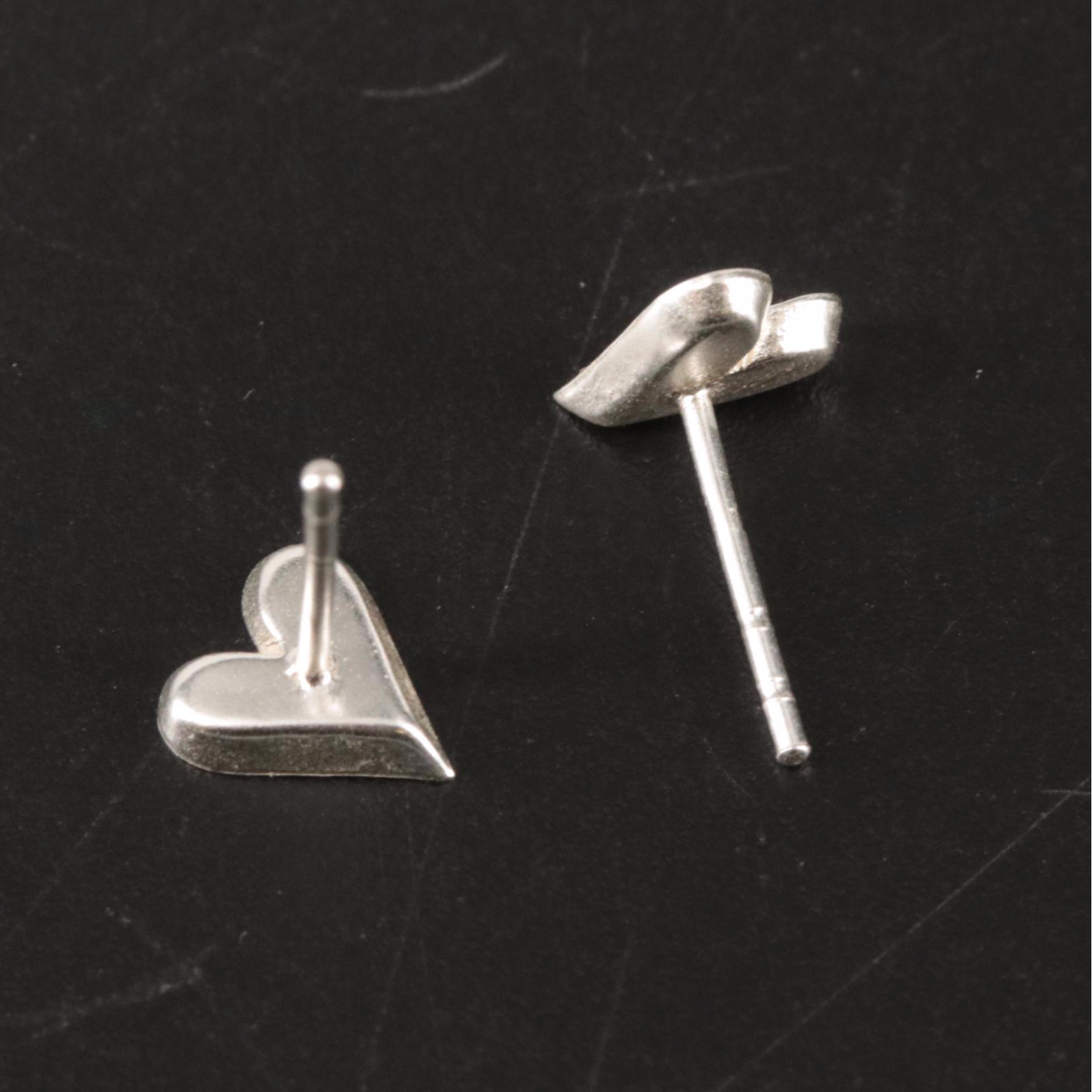 Sterling Silver Glitter Heart Stud Earrings