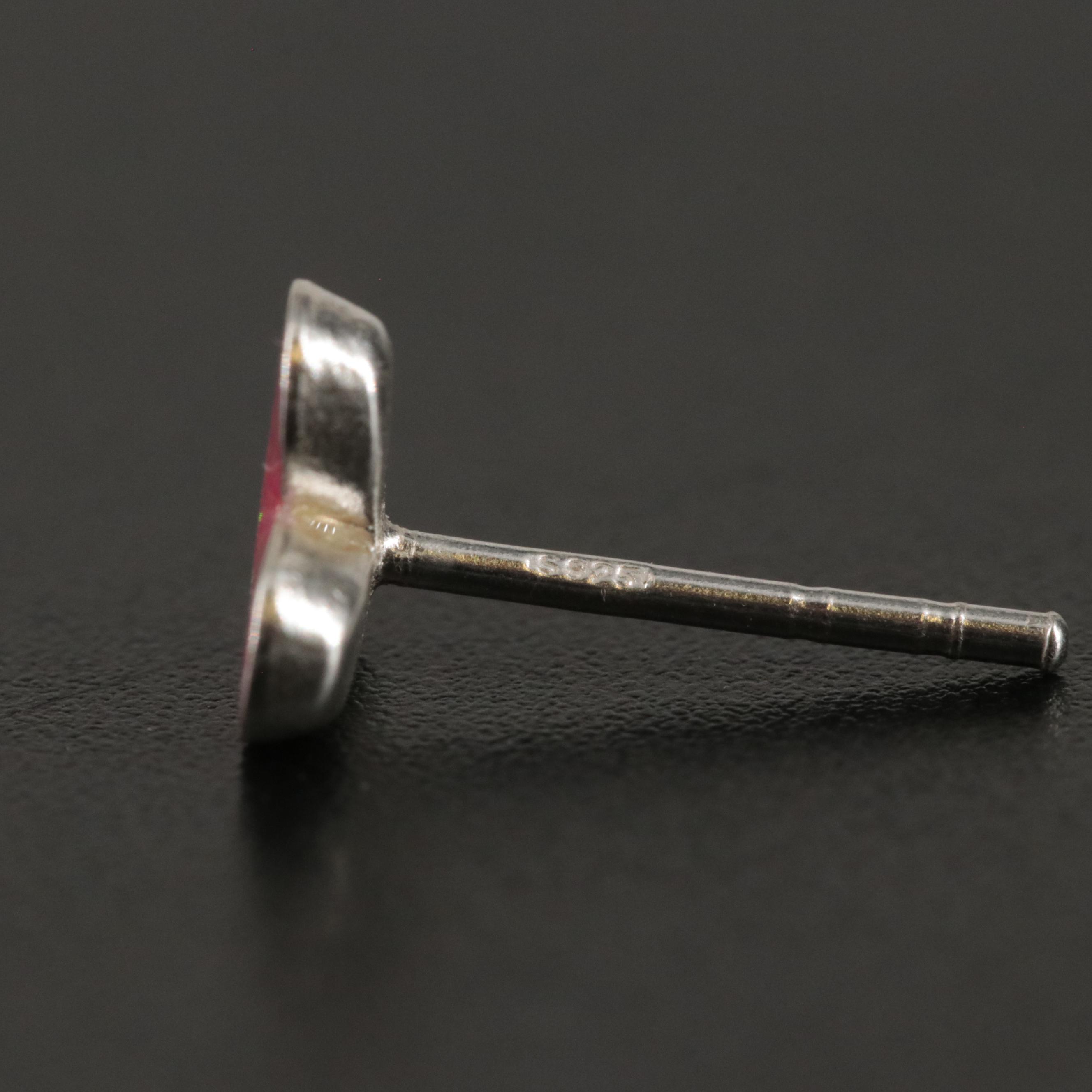 Sterling Silver Glitter Heart Stud Earrings