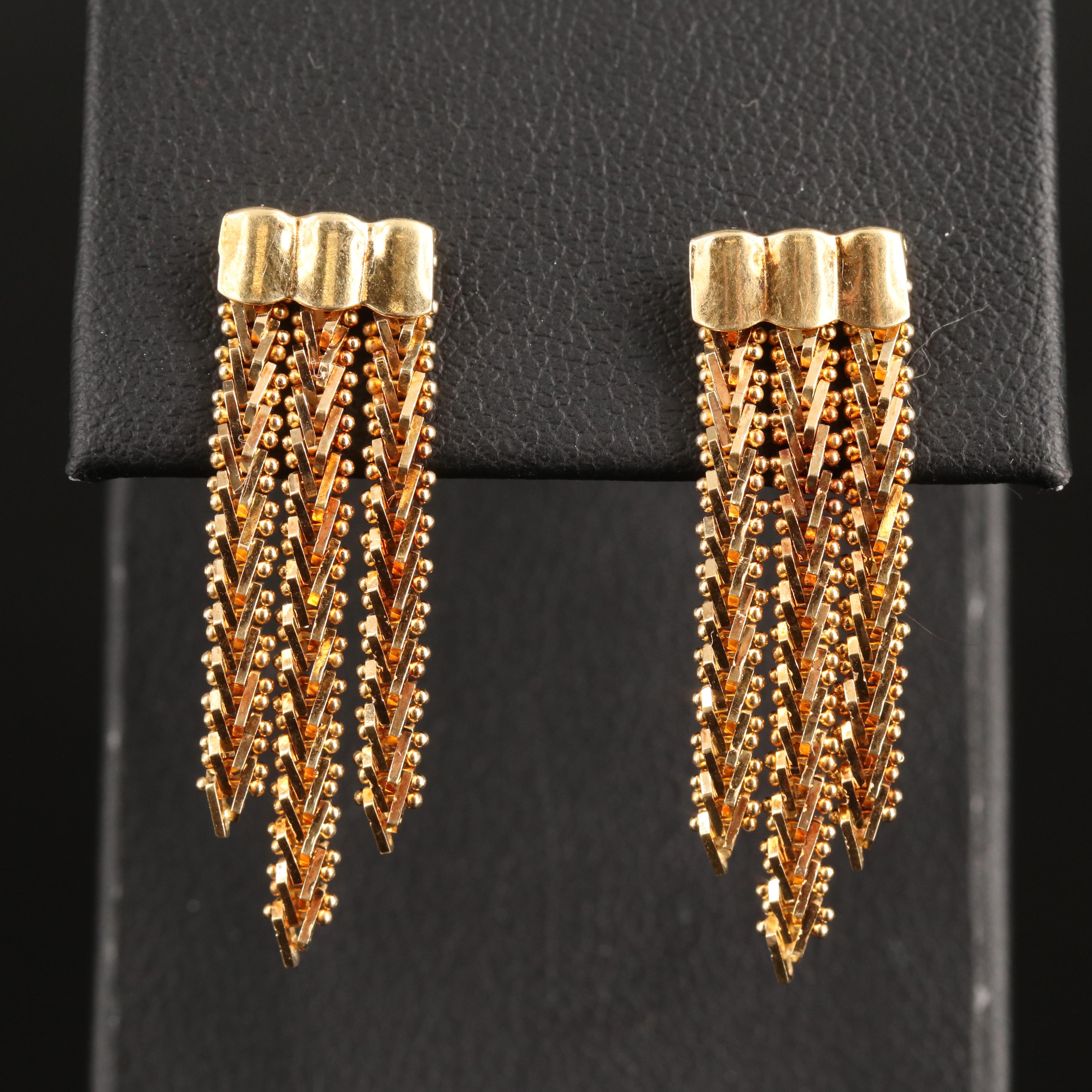 18K Triple Riccio Chain Earrings