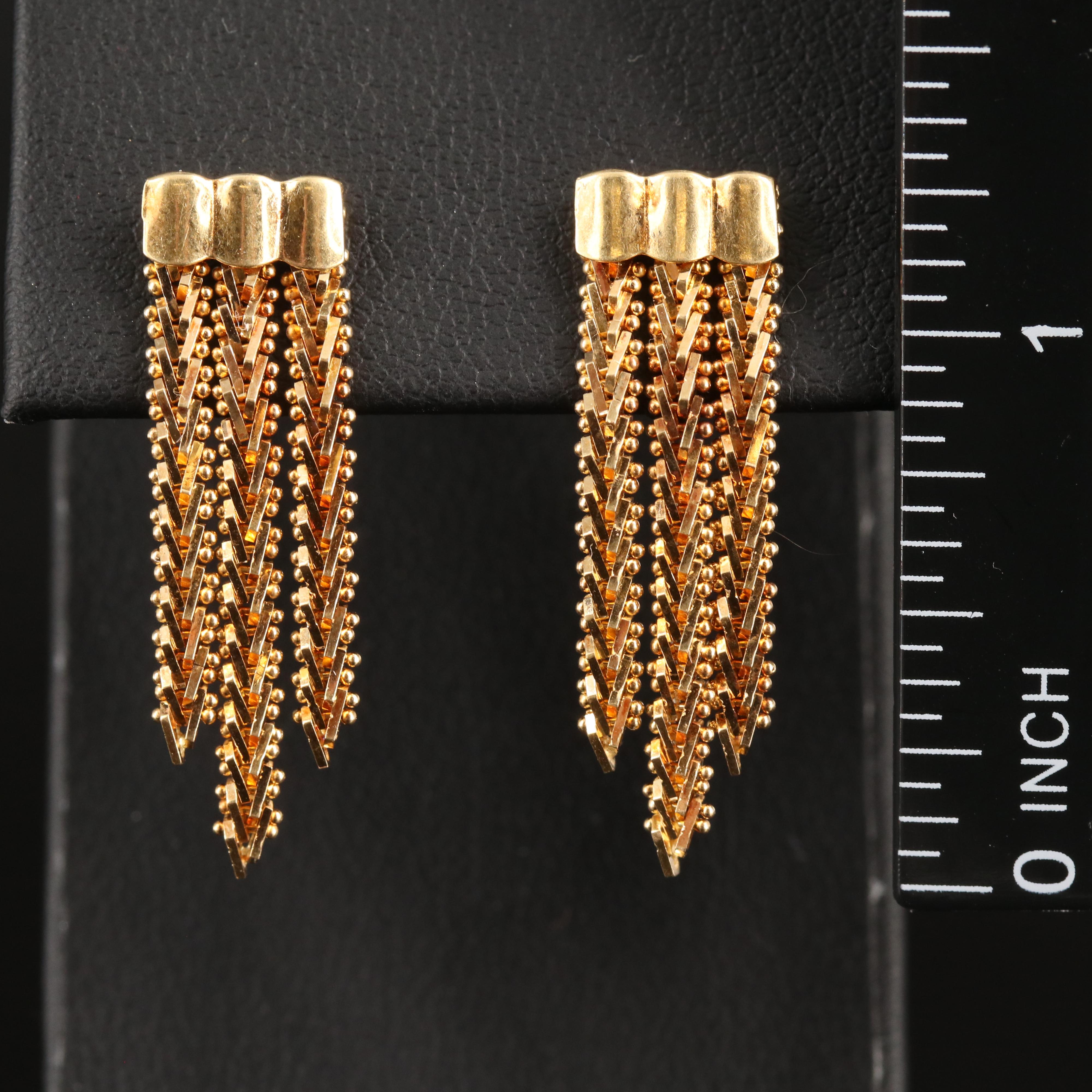 18K Triple Riccio Chain Earrings