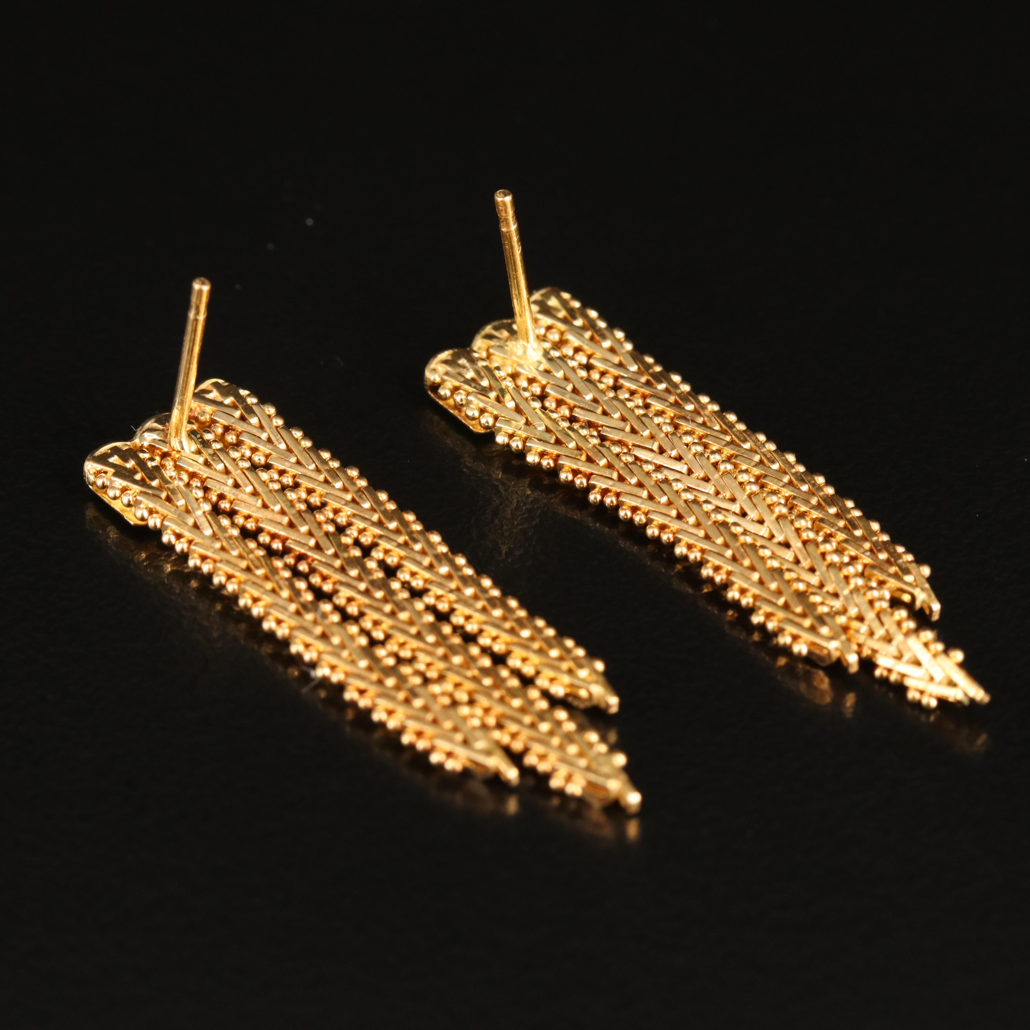 18K Triple Riccio Chain Earrings