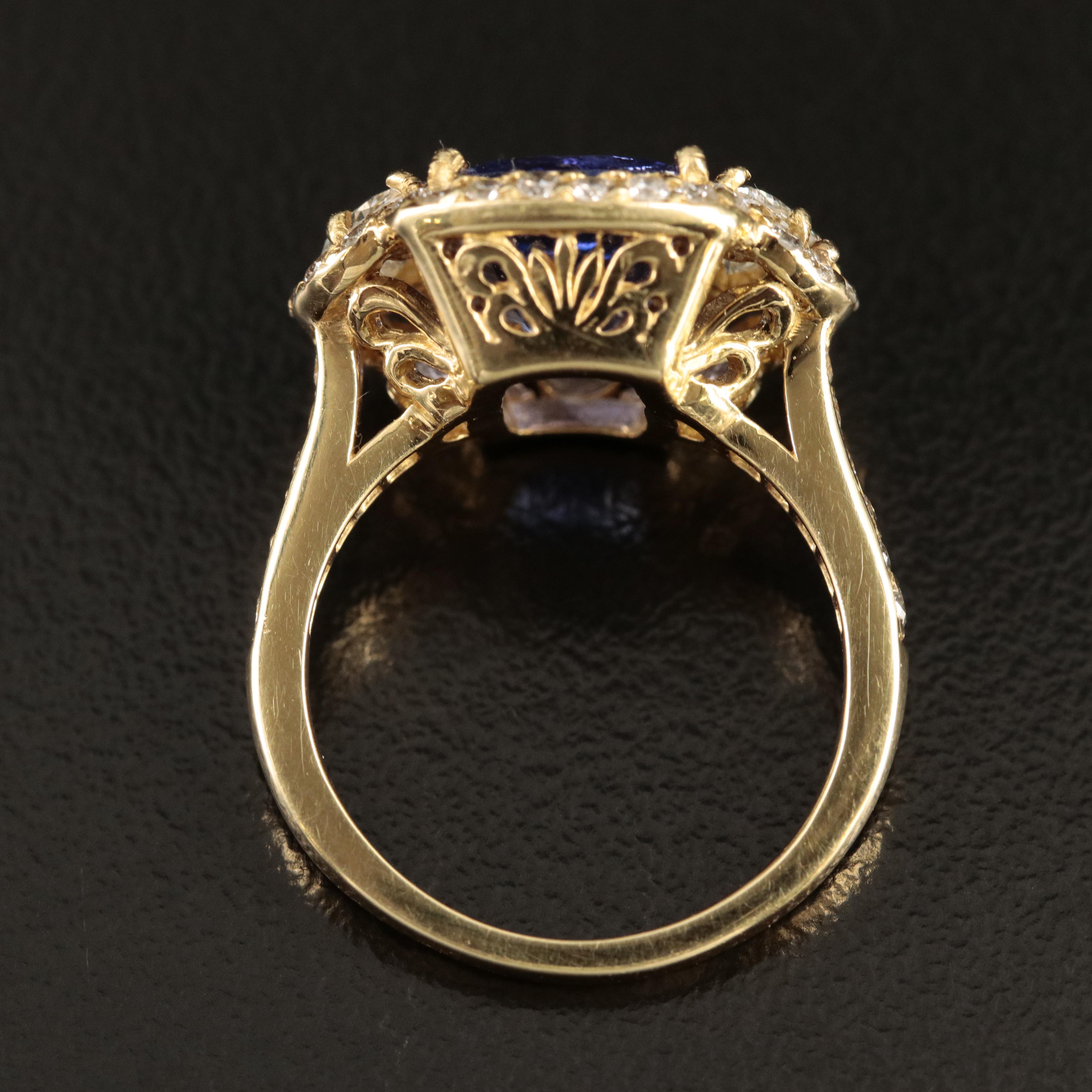 18K 4.20 CT Tanzanite and 1.26 CTW Diamond Ring