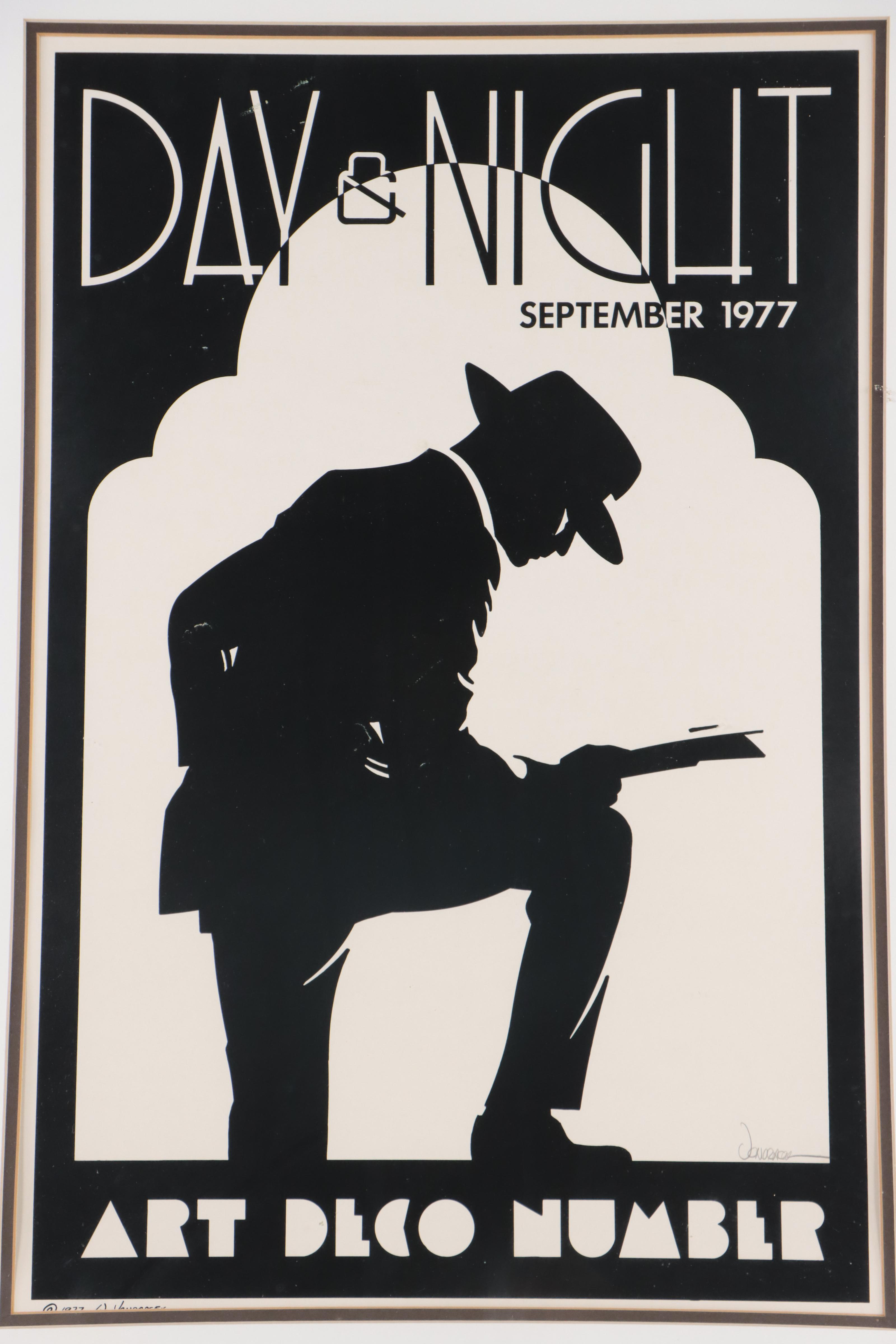 Woody Vondracek Art Deco Lithograph Poster "Day & Night," Late 20th Century