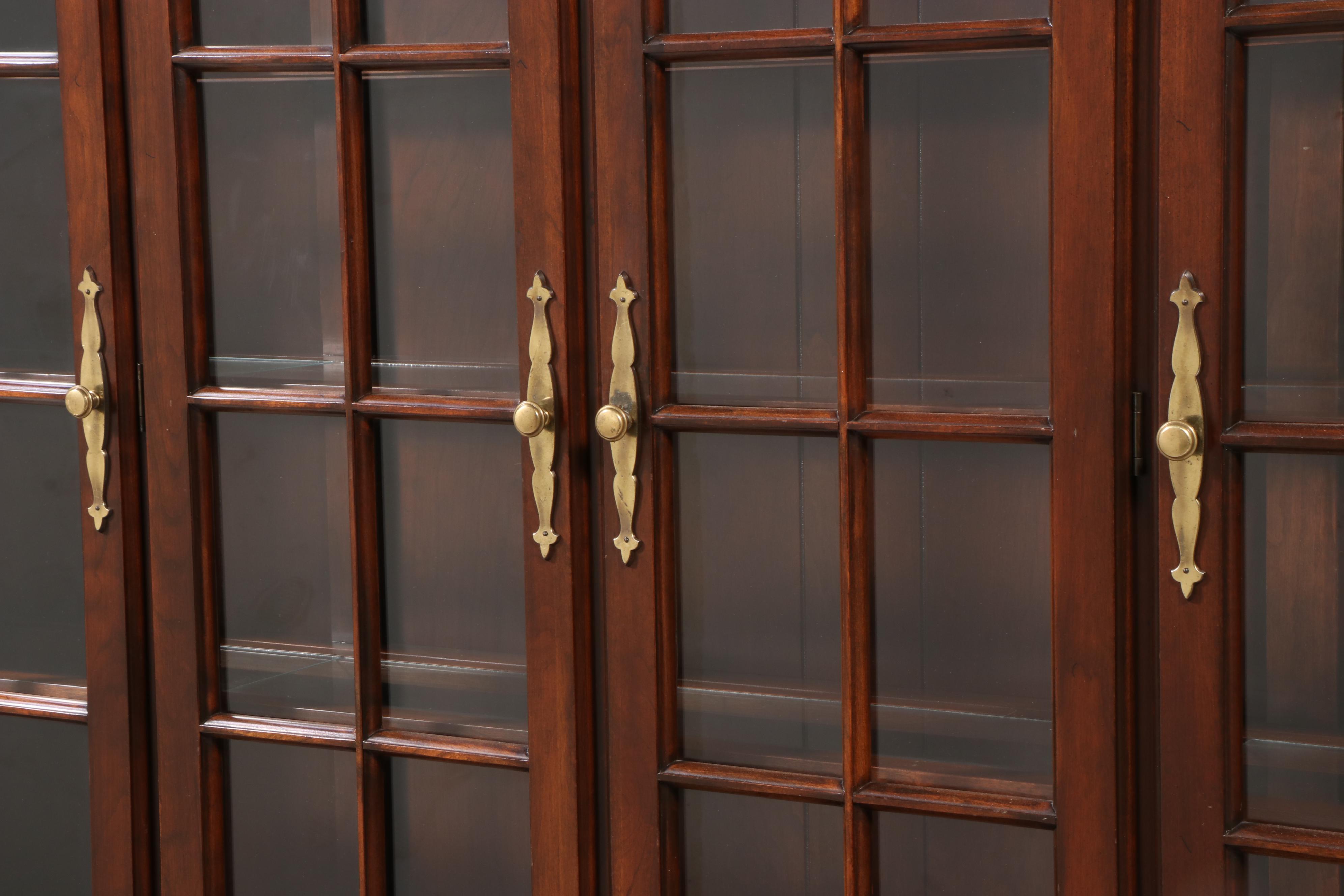Federal Style Walnut-Finished Cherrywood Two-Piece China Cabinet