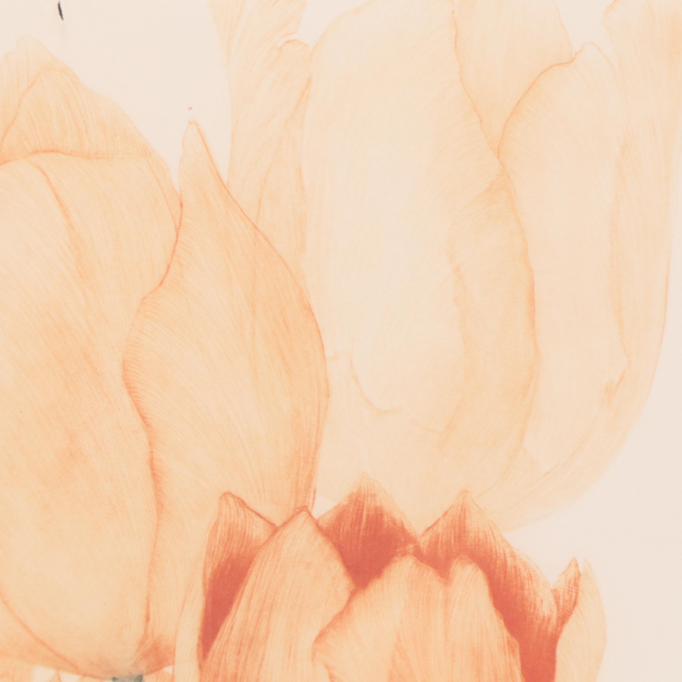 G.H. Rothe Mezzotint Etching "Tulips"