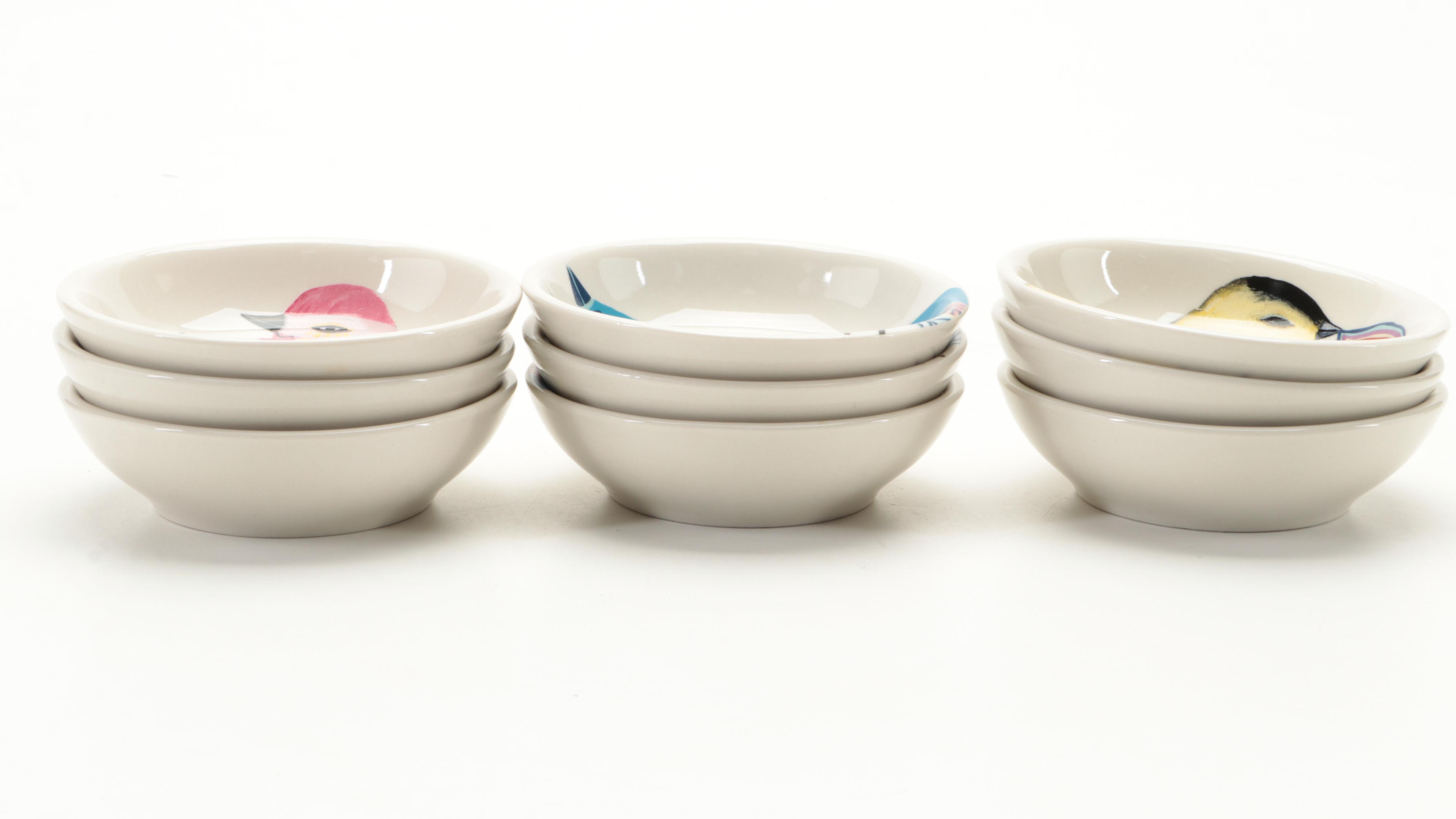 Arabia of Finland Ceramic Daisy Plates with Dessert Plates and Sauce Bowls