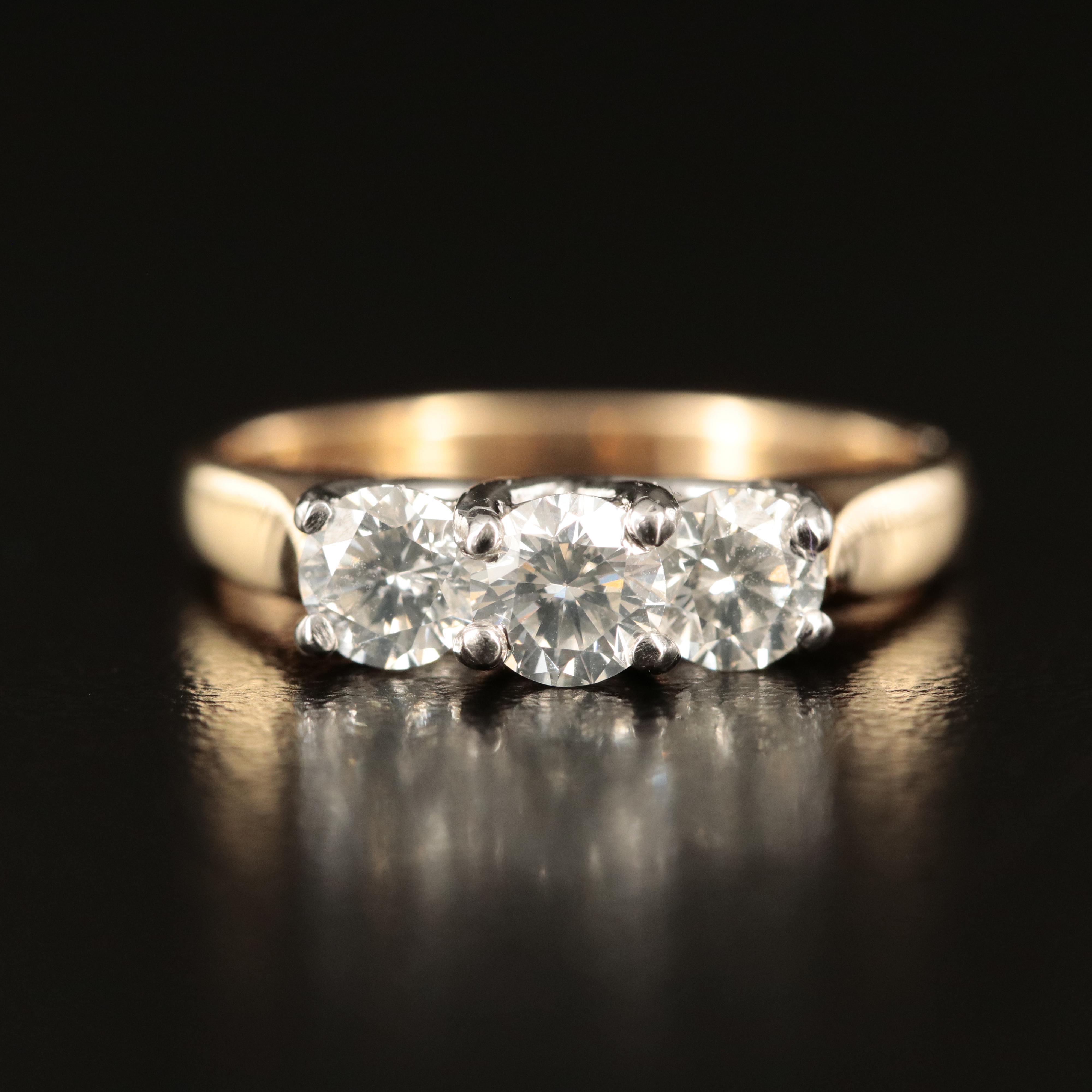 14K 1.00 CTW Diamond Three Stone Ring