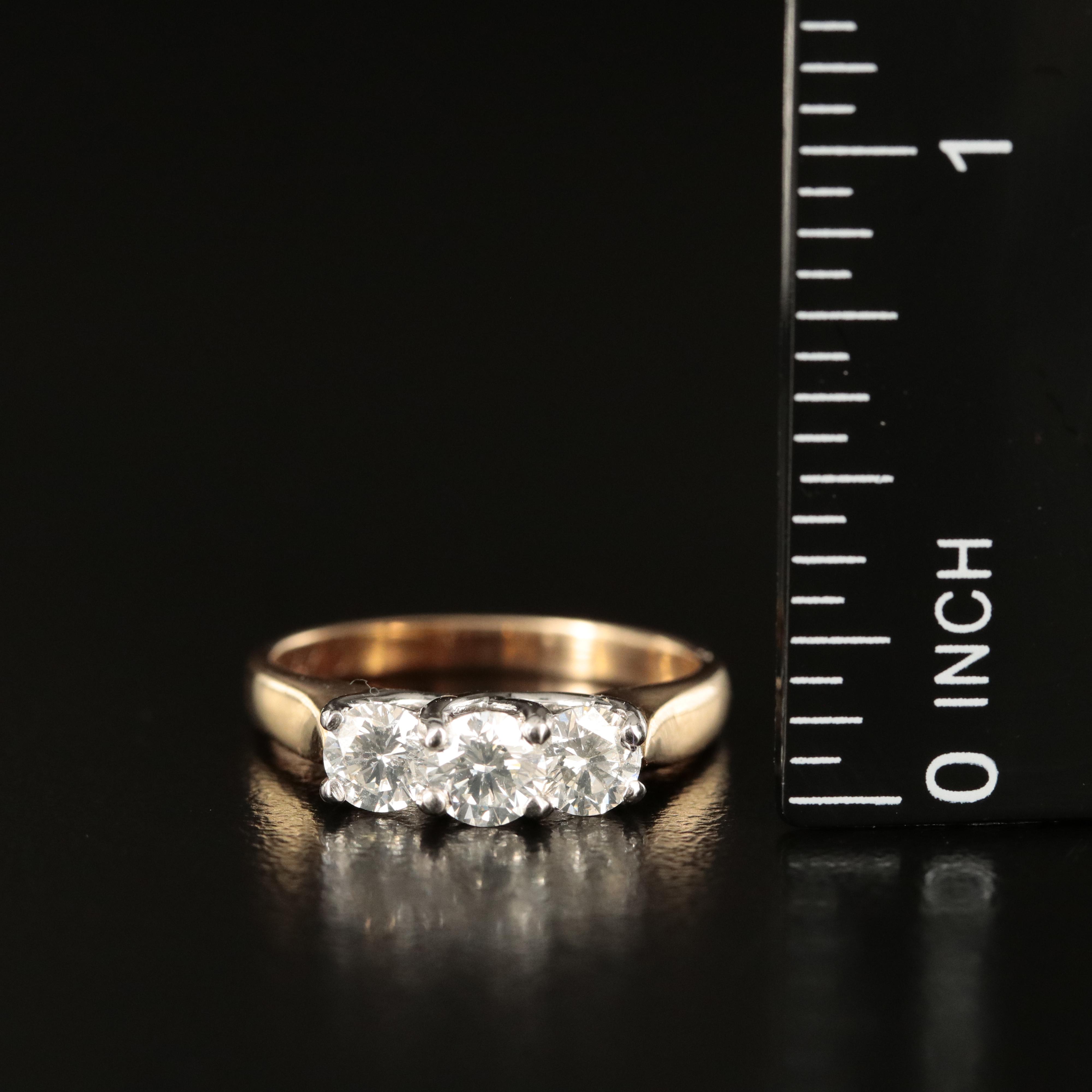 14K 1.00 CTW Diamond Three Stone Ring