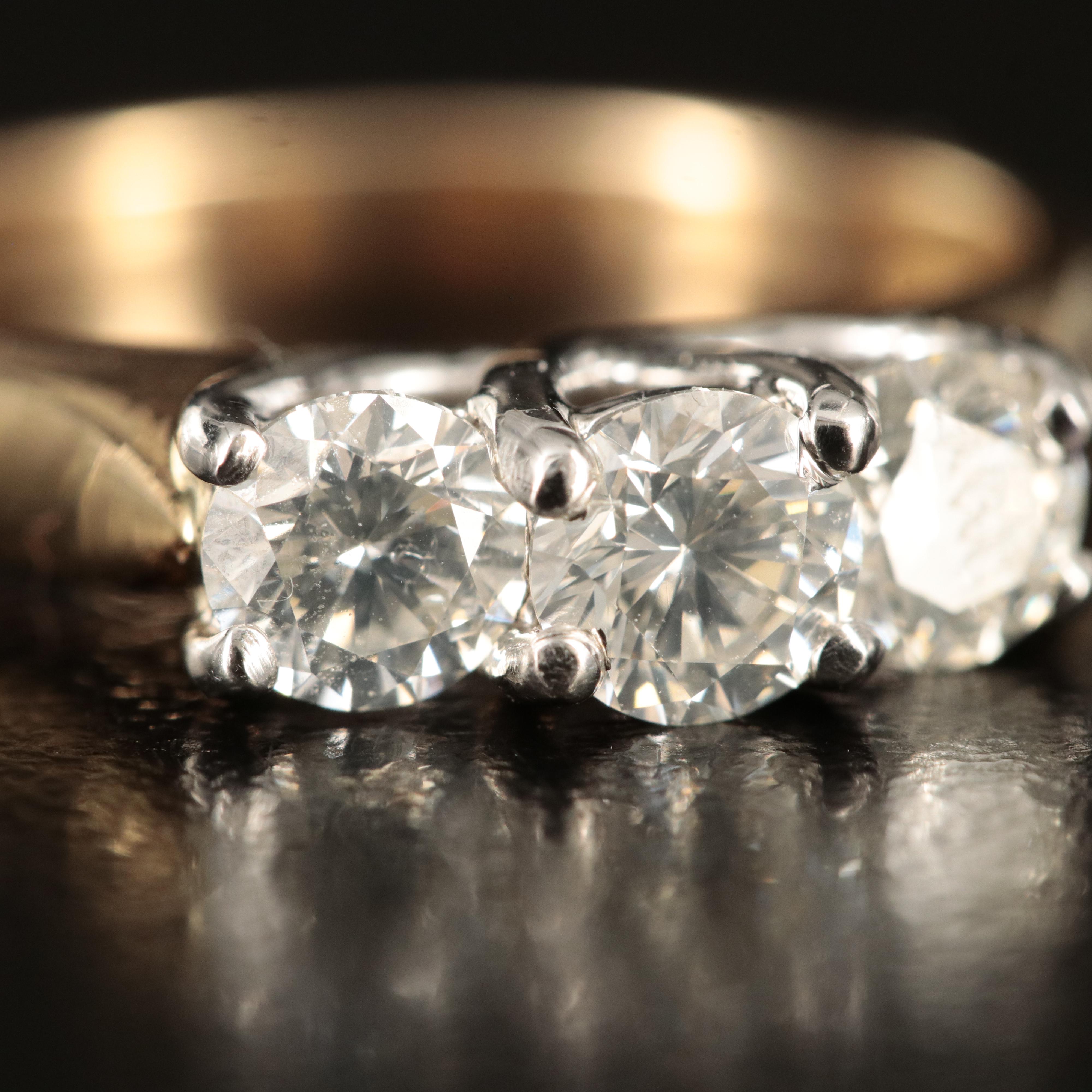 14K 1.00 CTW Diamond Three Stone Ring