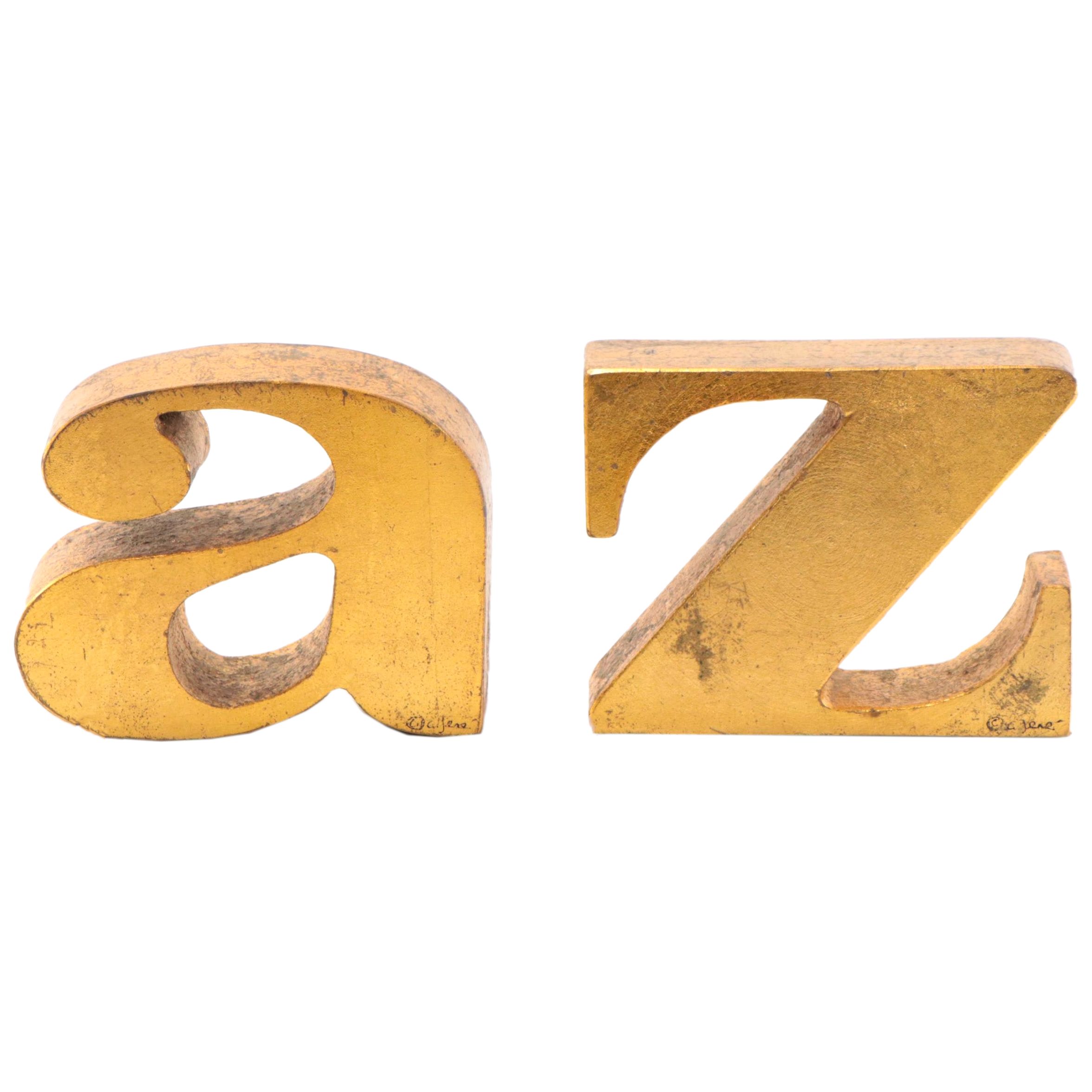 Curtis Jeré Signed AZ Metal Bookends, Circa 1970