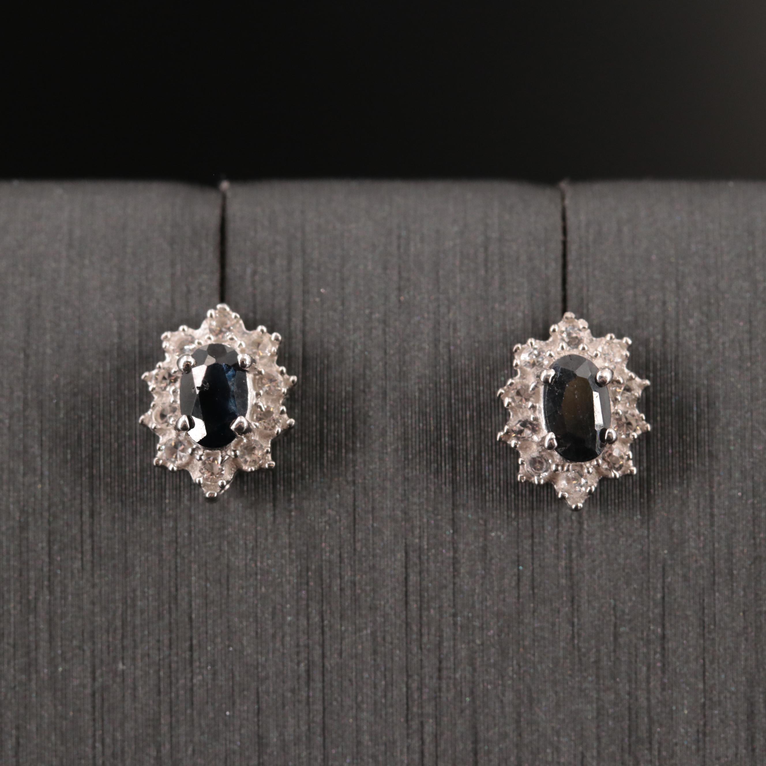 Sterling Silver Sapphire and Topaz Earrings