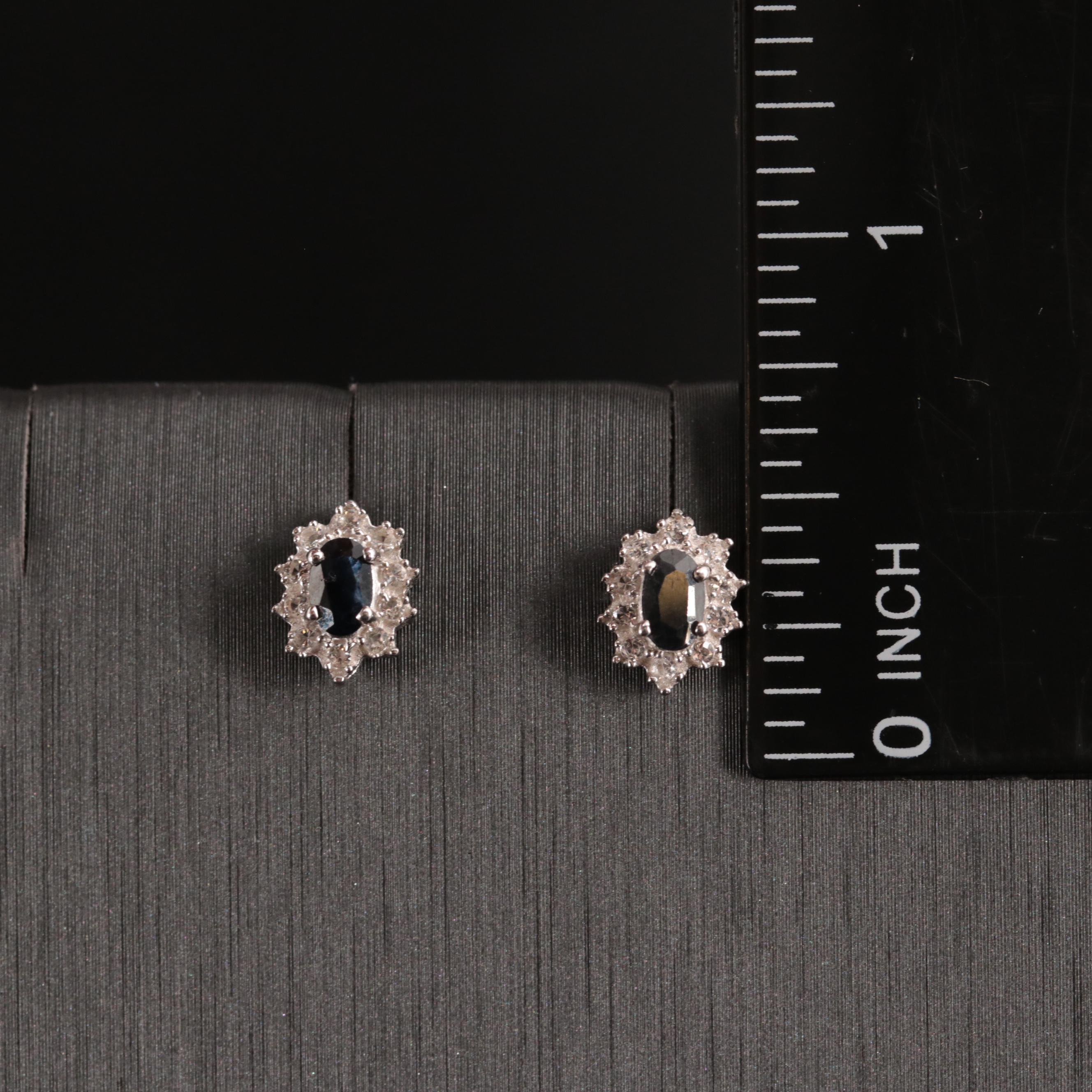 Sterling Silver Sapphire and Topaz Earrings