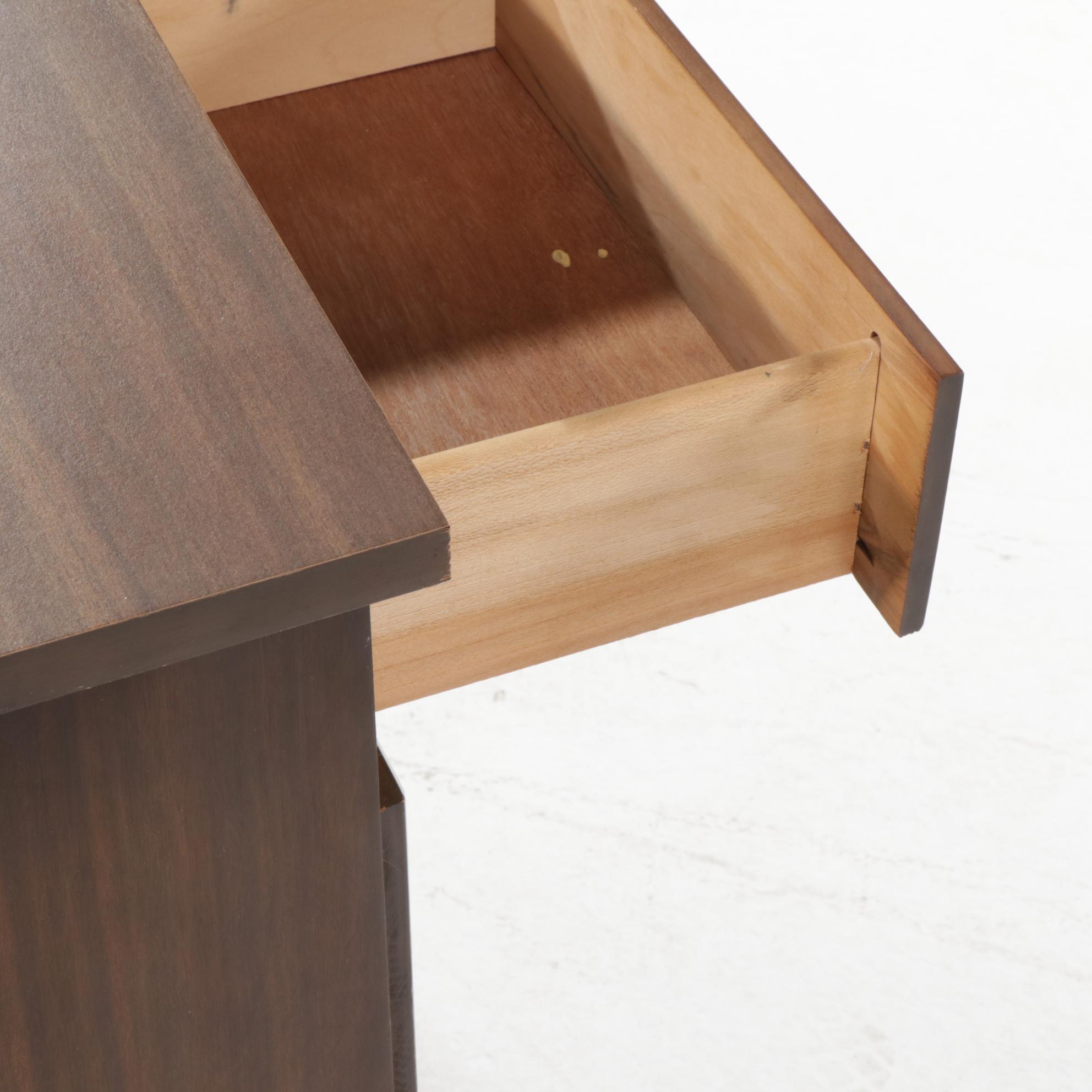 Mid Century Modern Style Walnut-Stained and Laminate Top Desk