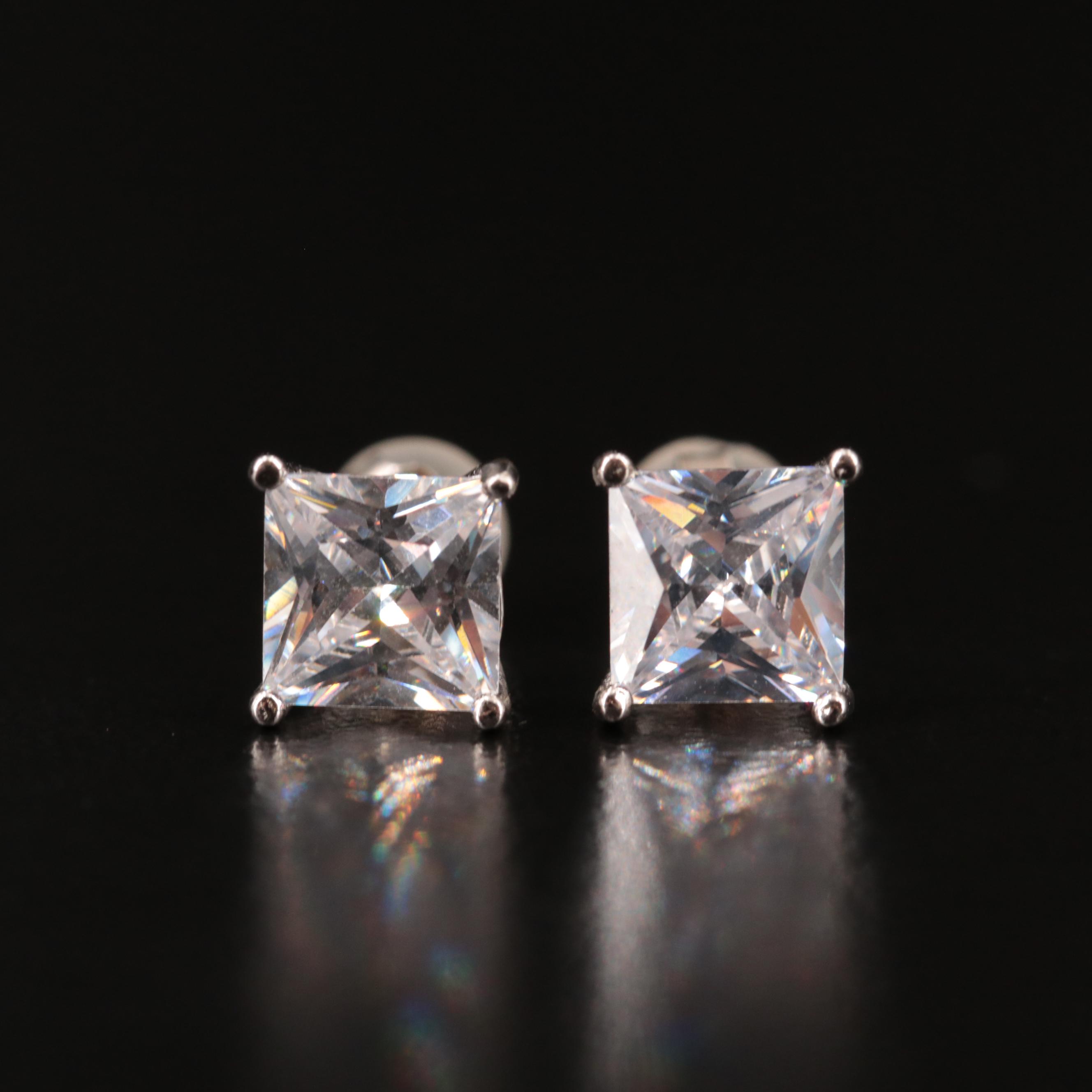 Sterling Silver Cubic Zirconia Stud Earrings