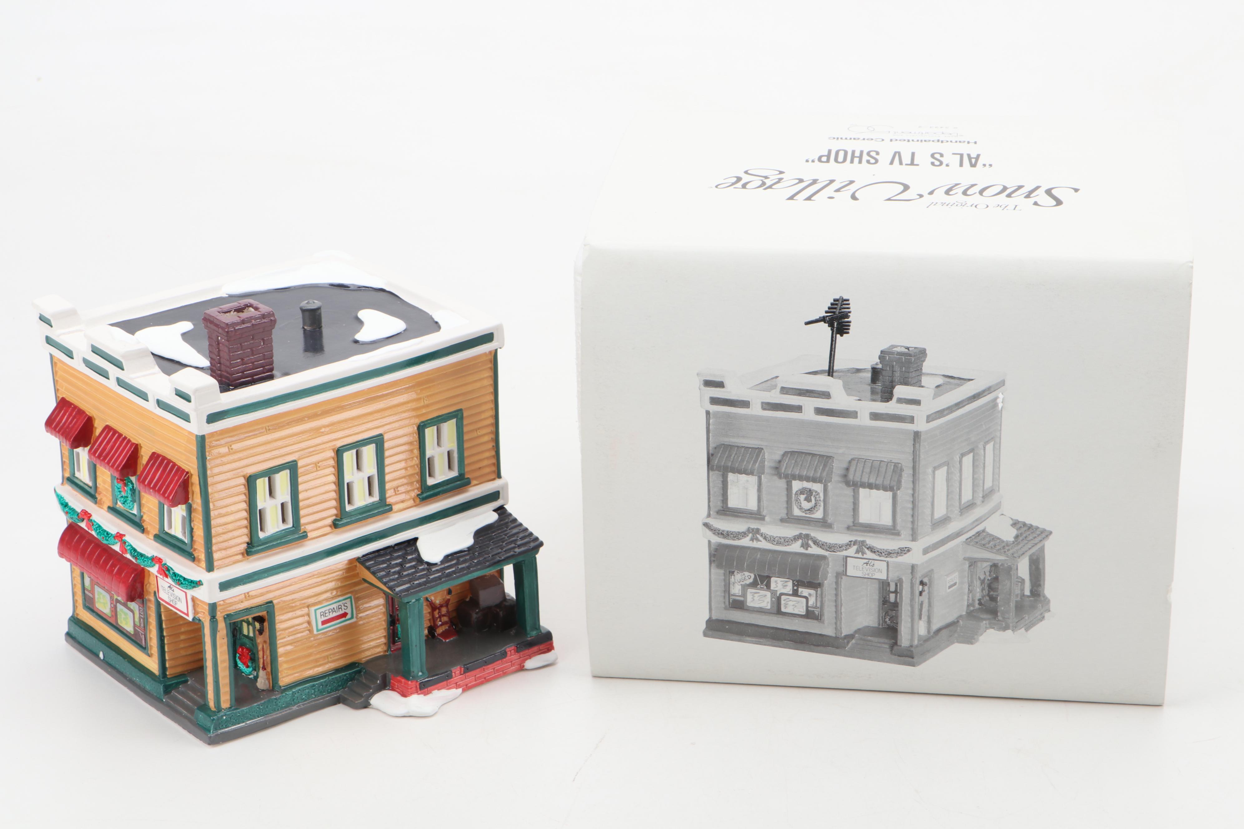 Department 56 "Al's TV Shop" and Other Snow Village Accessories