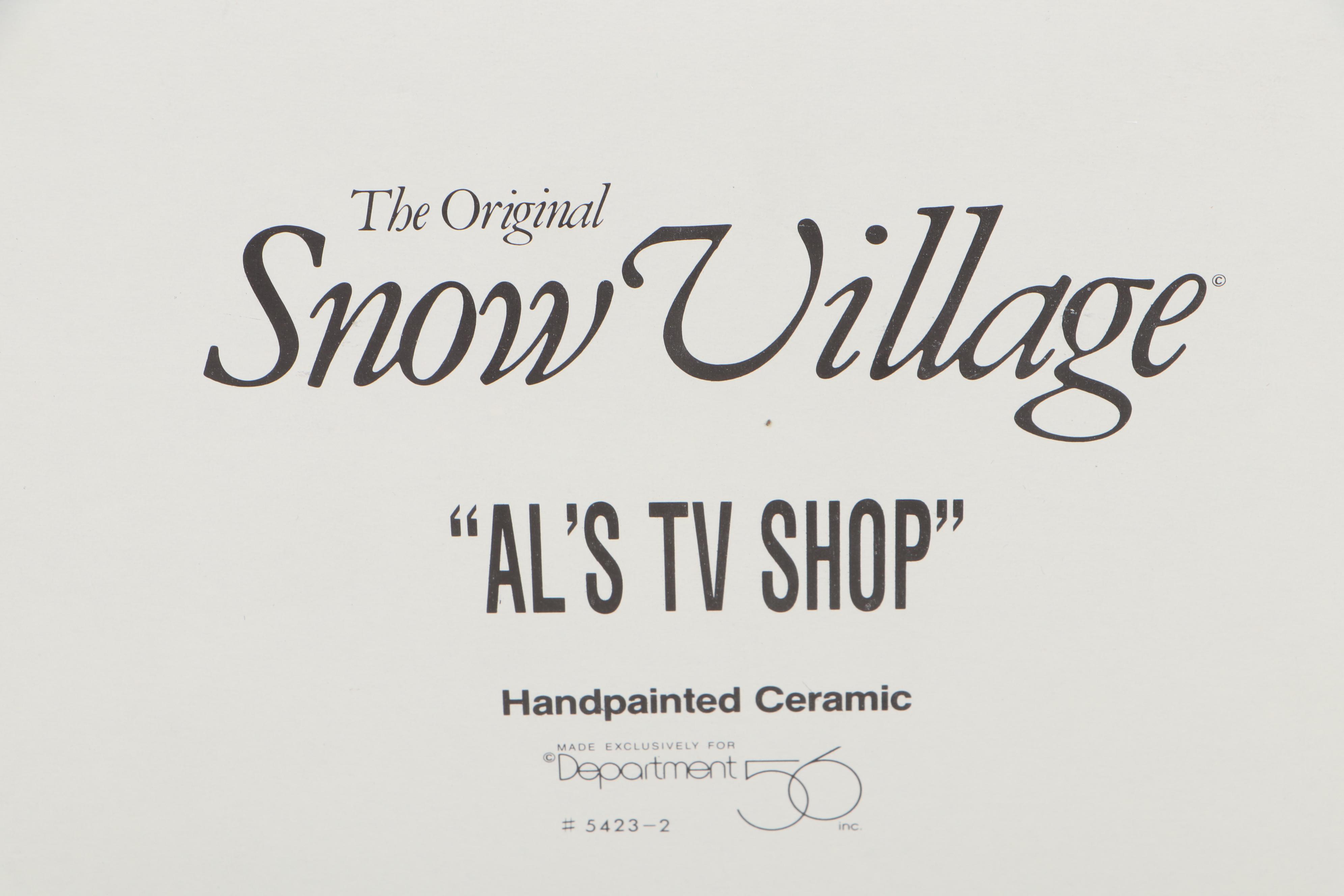 Department 56 "Al's TV Shop" and Other Snow Village Accessories