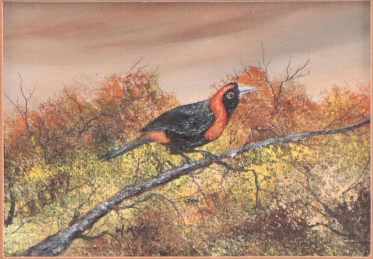 William W. Moseley Oil Painting of Bird on Branch