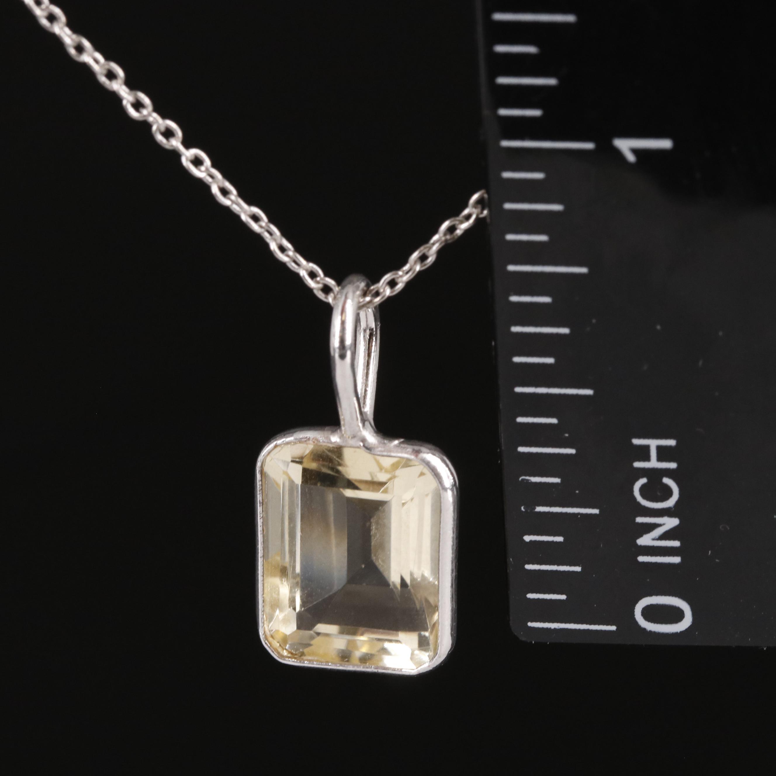 Sterling Citrine Pendant Necklace