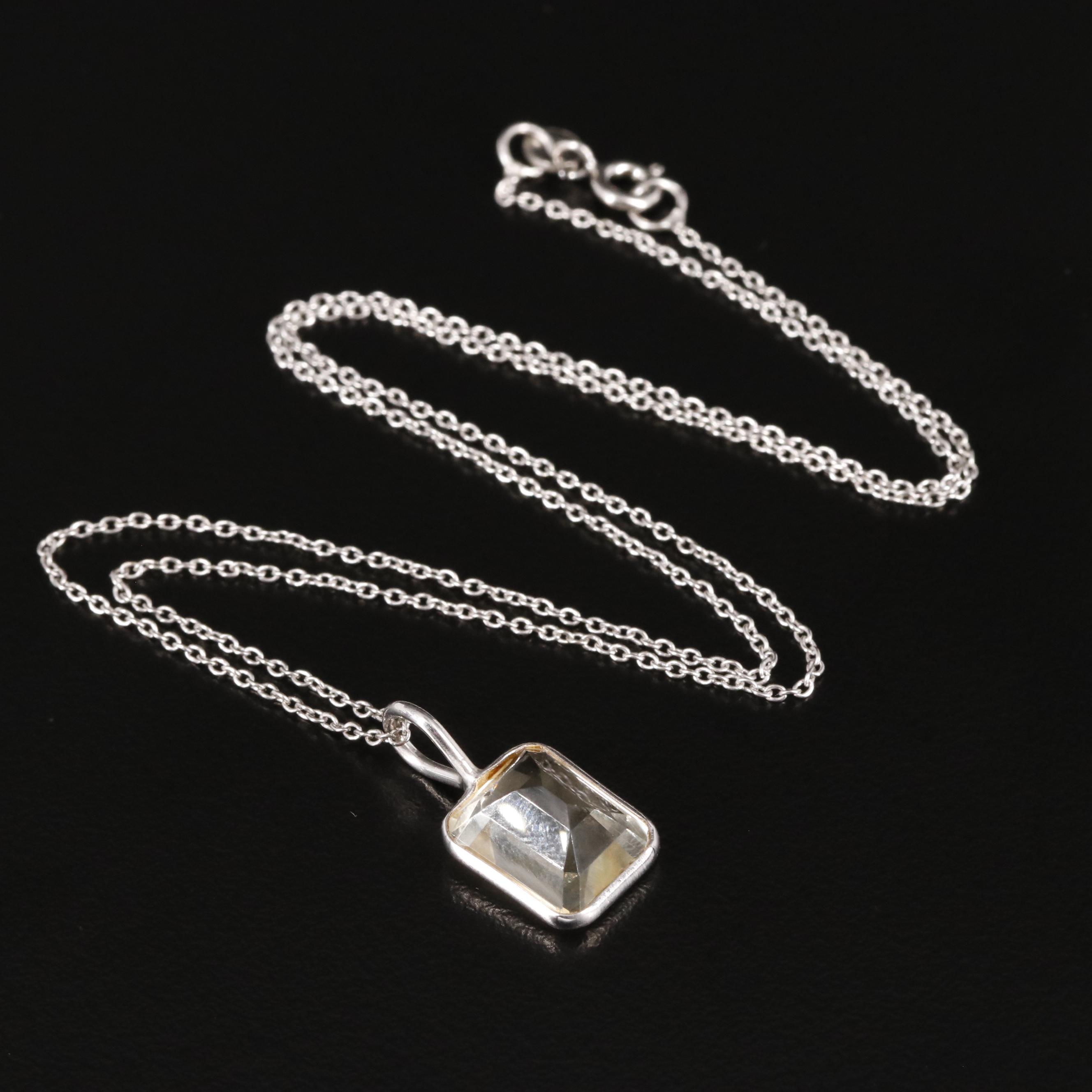 Sterling Citrine Pendant Necklace