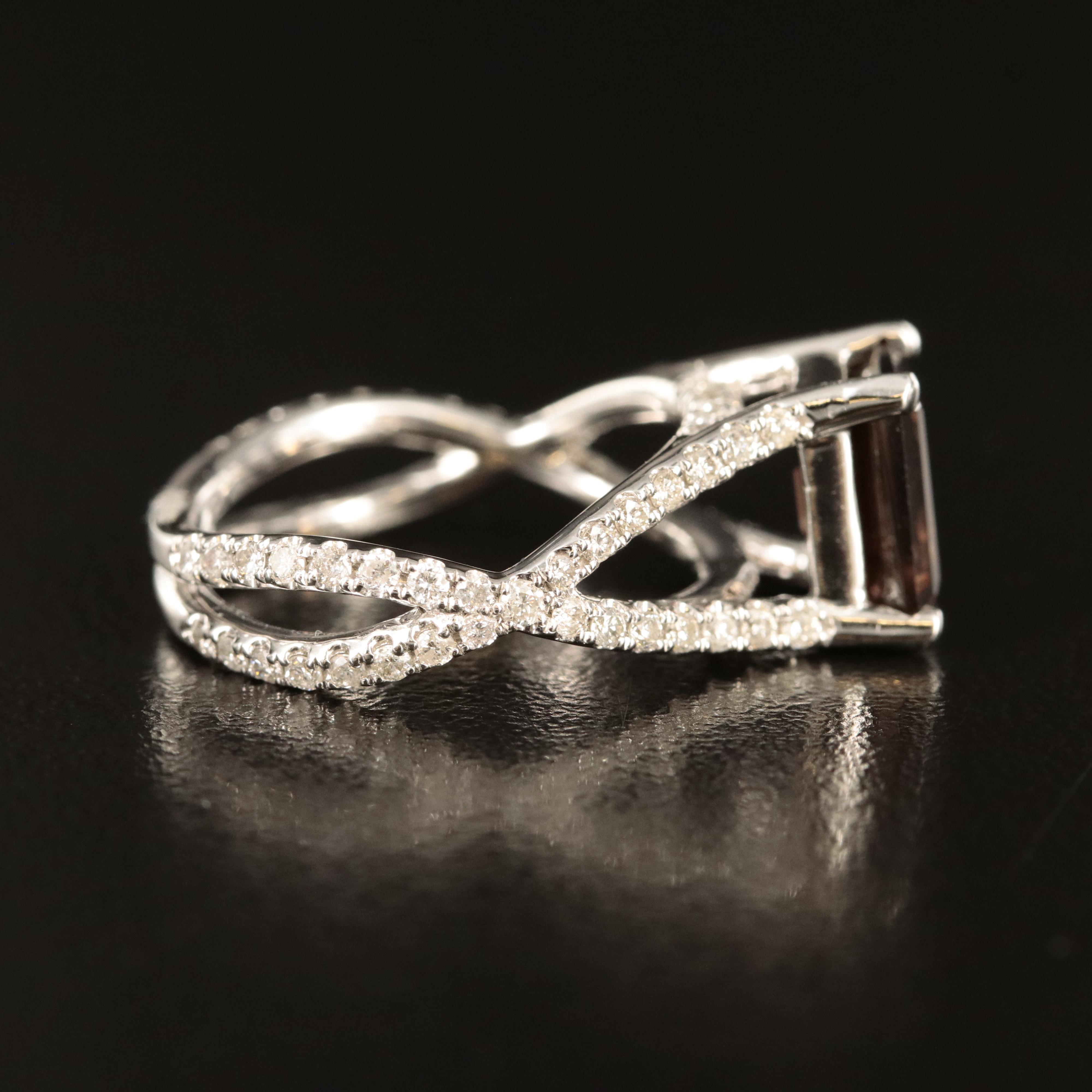 14K Smoky Quartz and Diamond Ring