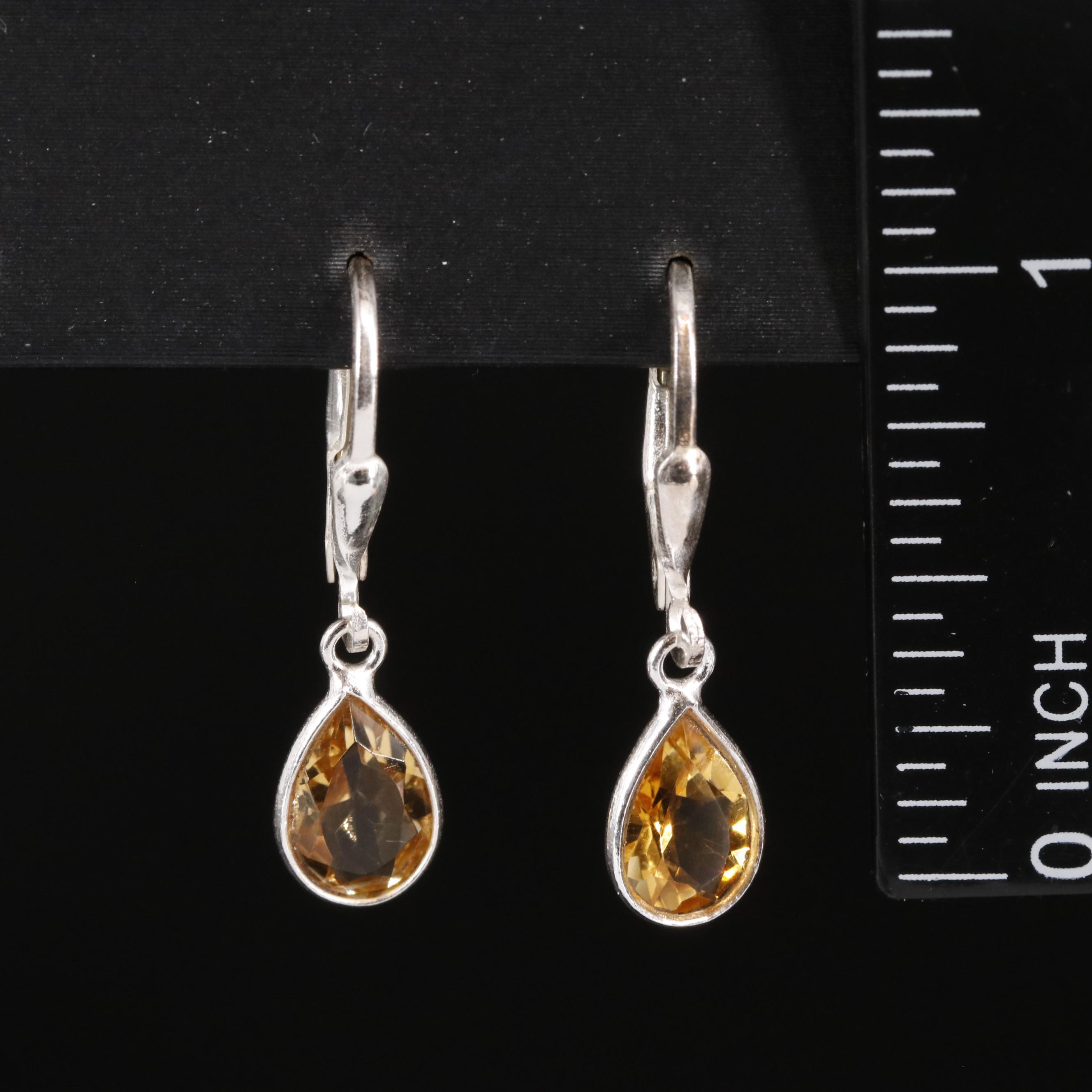 Sterling Citrine Dangle Earrings