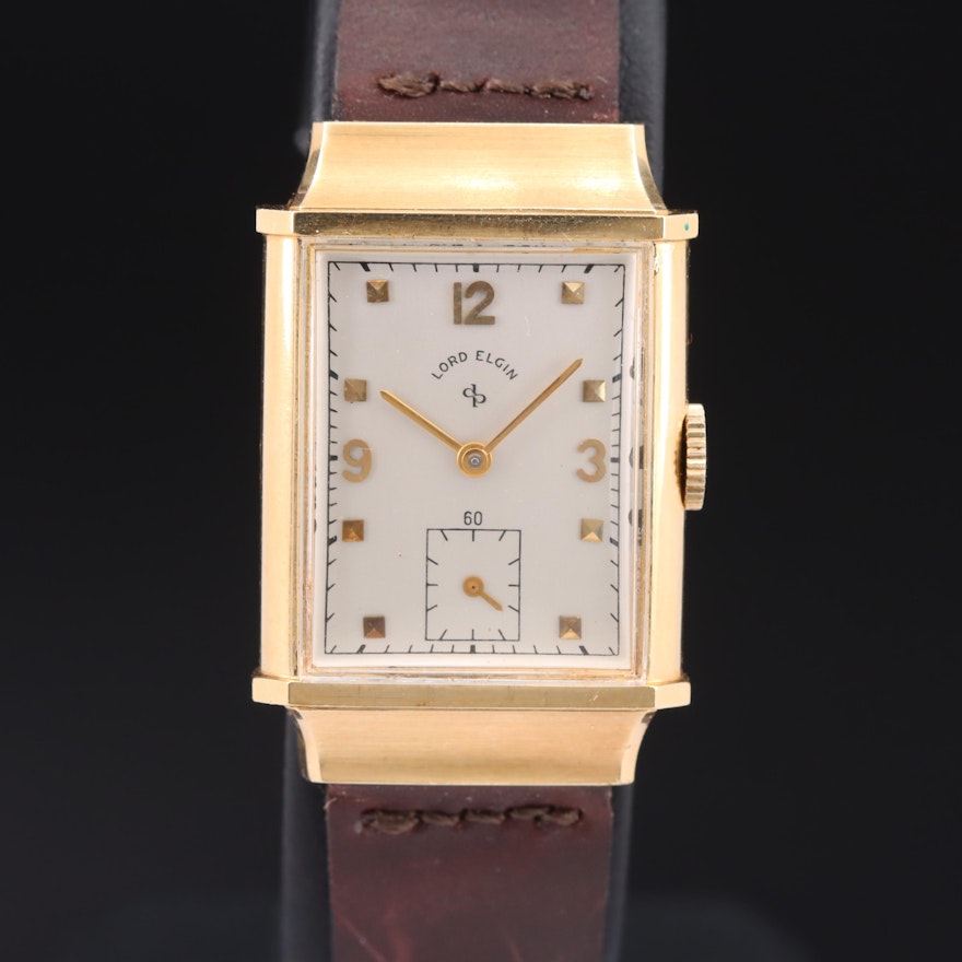 Vintage 14K Lord Elgin Hooded Lugs Wristwatch