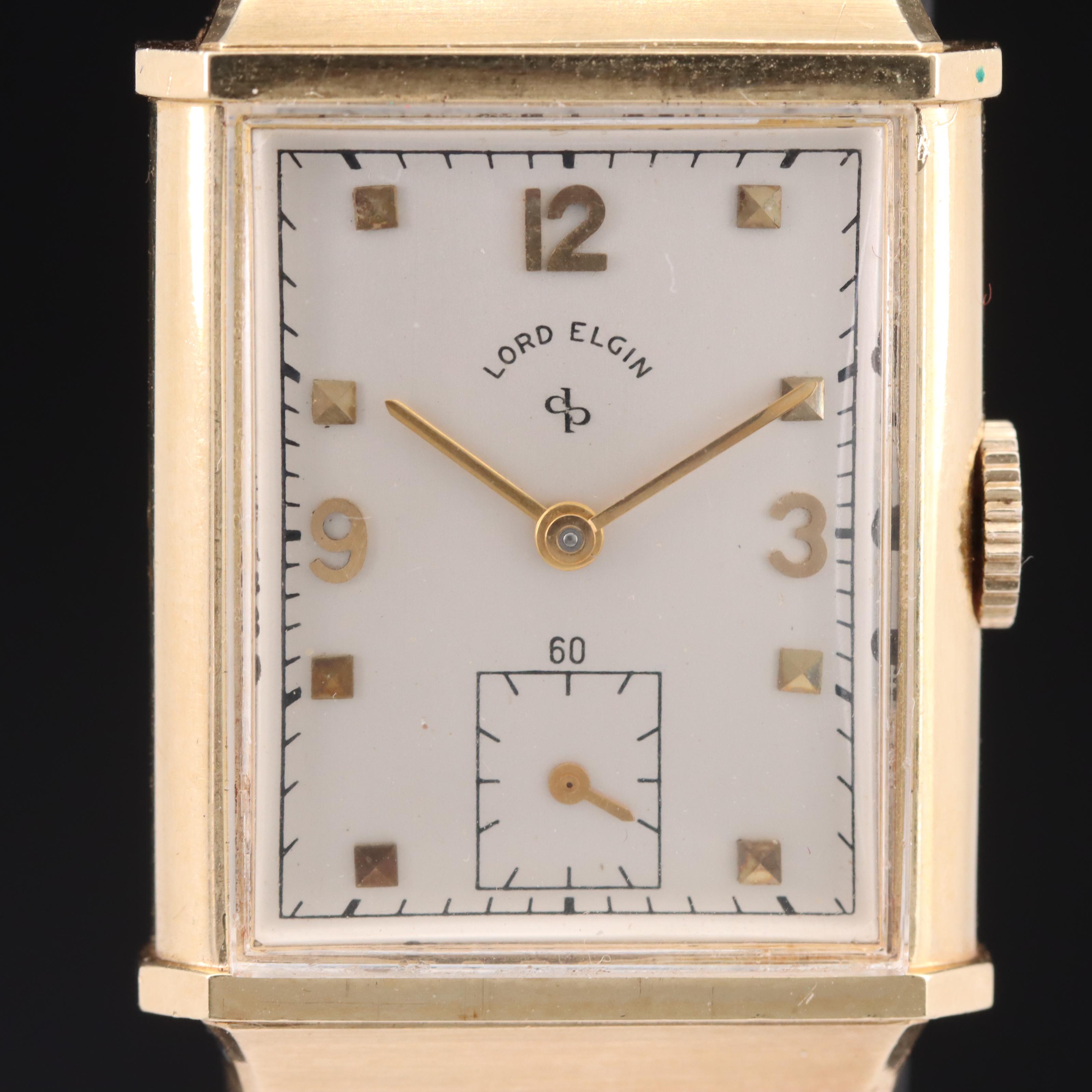 Vintage 14K Lord Elgin Hooded Lugs Watch