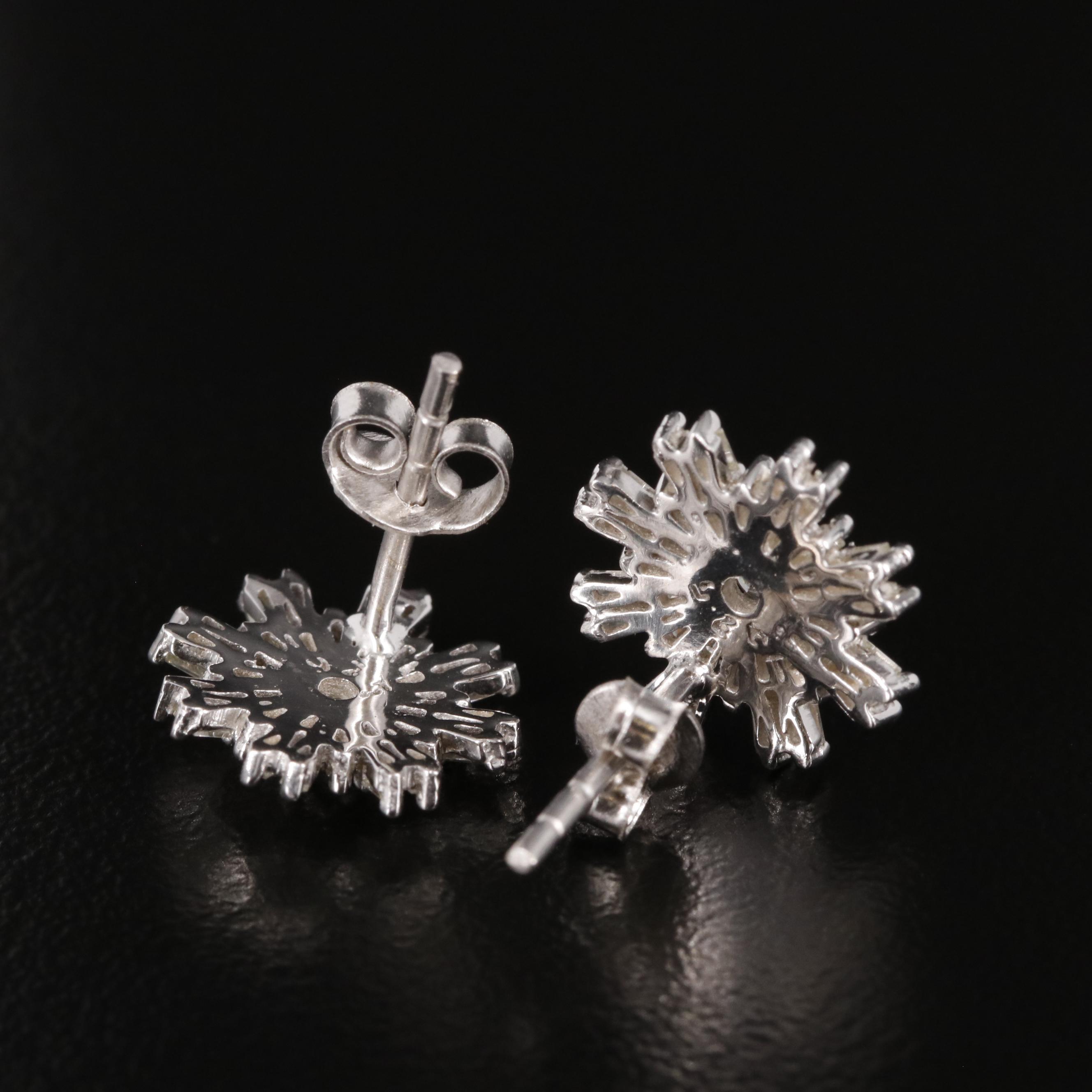 Sterling Diamond Button Earrings