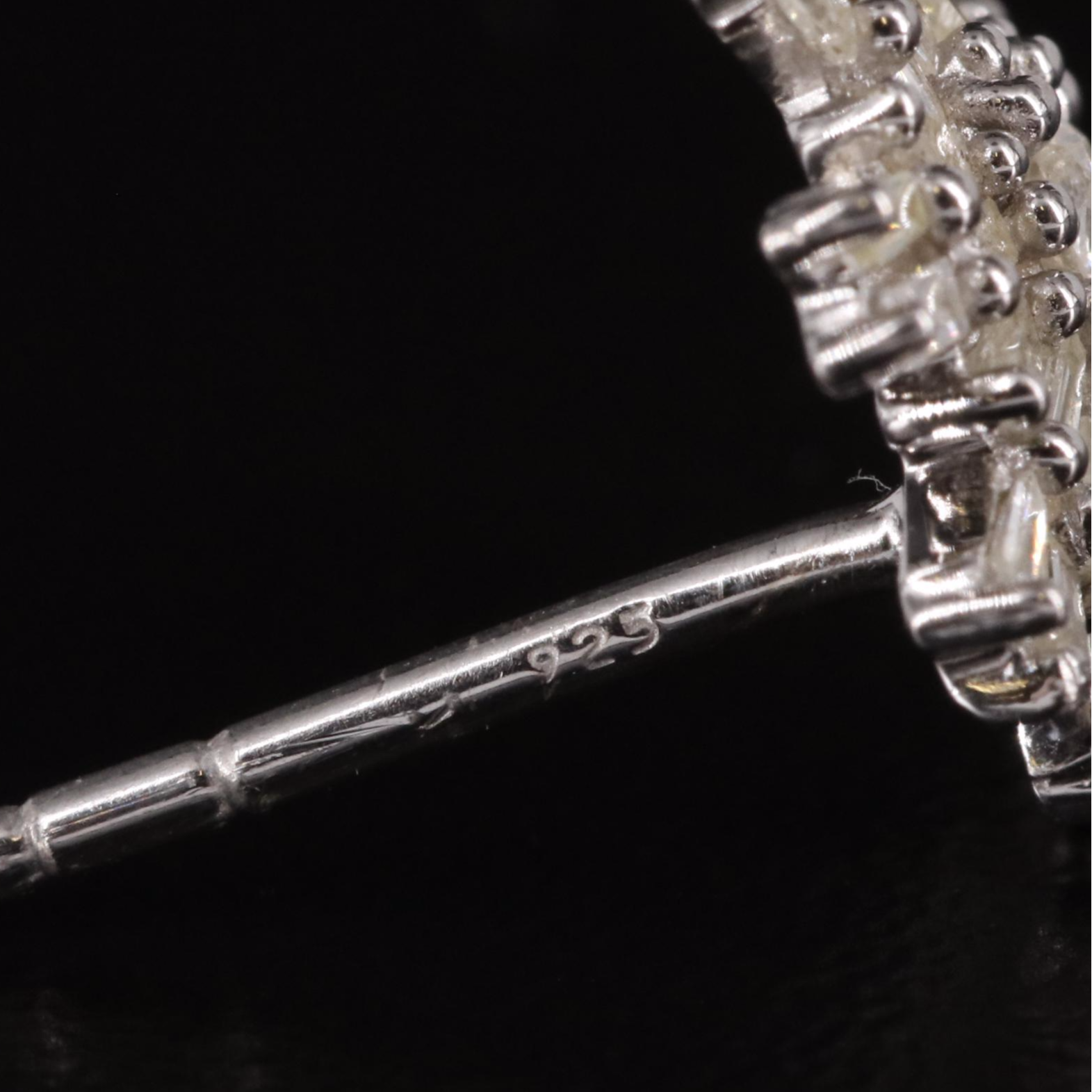 Sterling Diamond Button Earrings