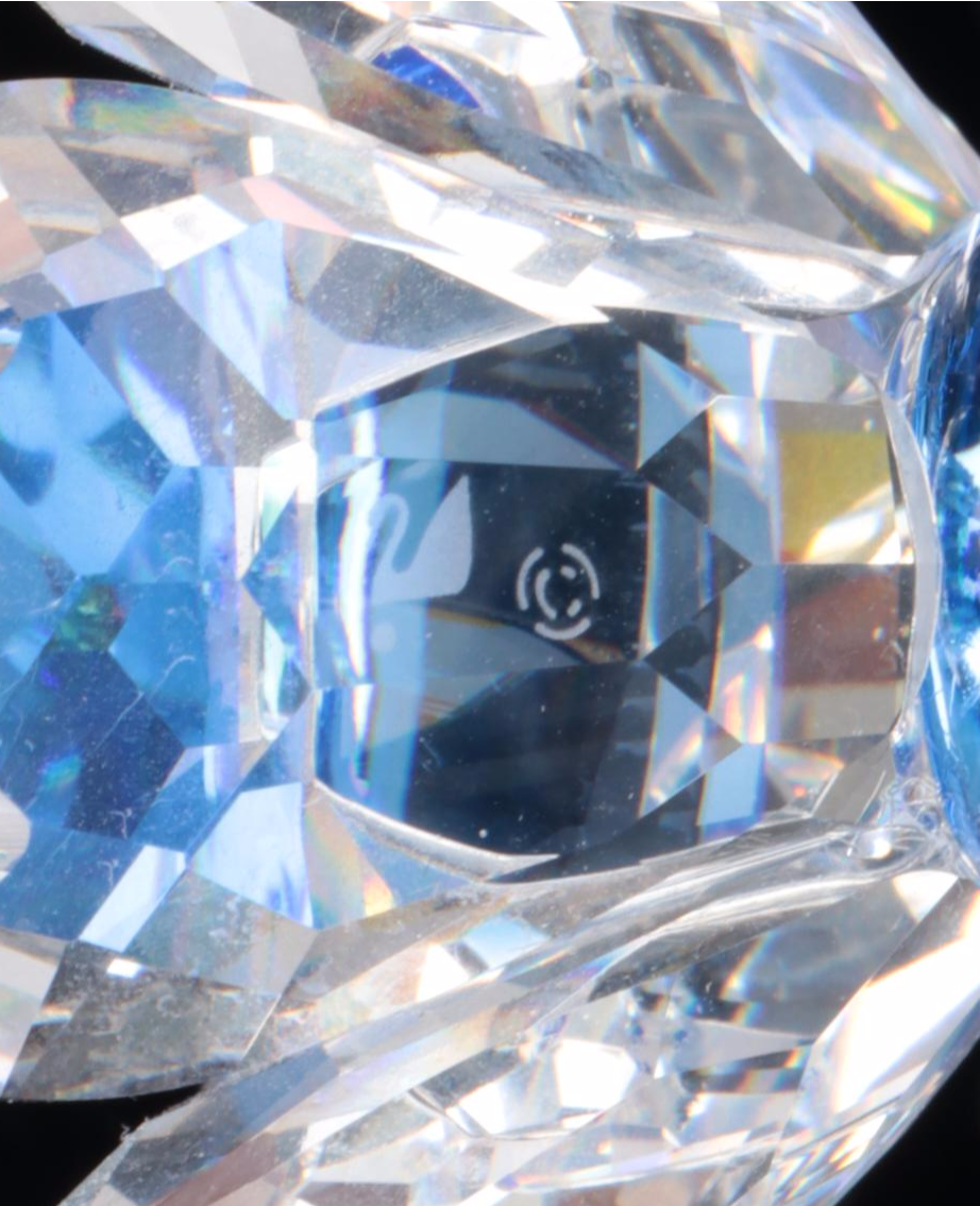 Swarovski Crystal "Blue Flower" Candle Holders and Lidded Jewel Box with Mirror