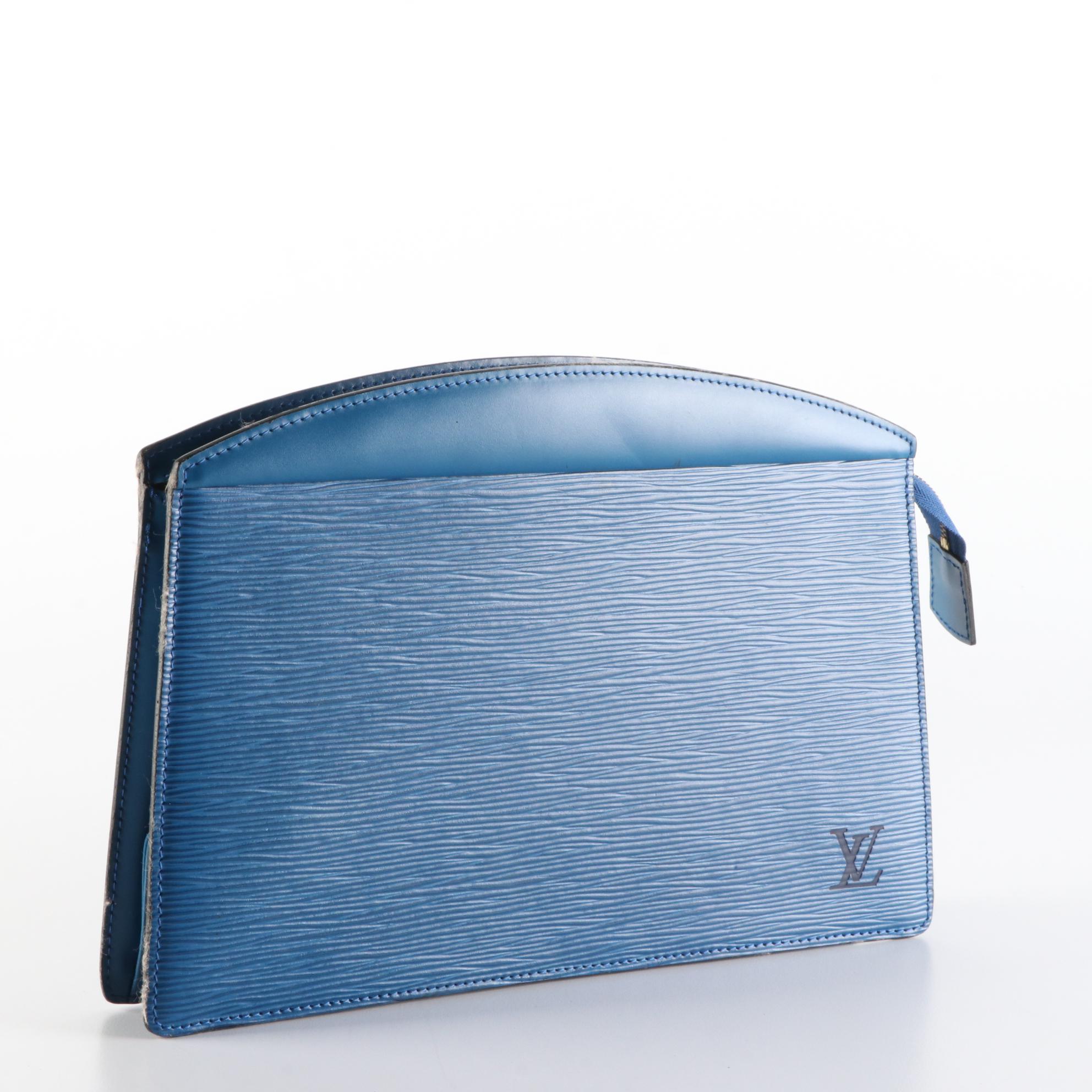 Louis Vuitton Trousse Crete in Toledo Blue Epi and Smooth Leather