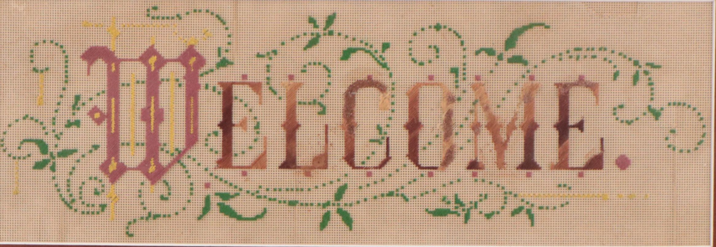 Cross-Stitch Decorative Textile "Welcome"