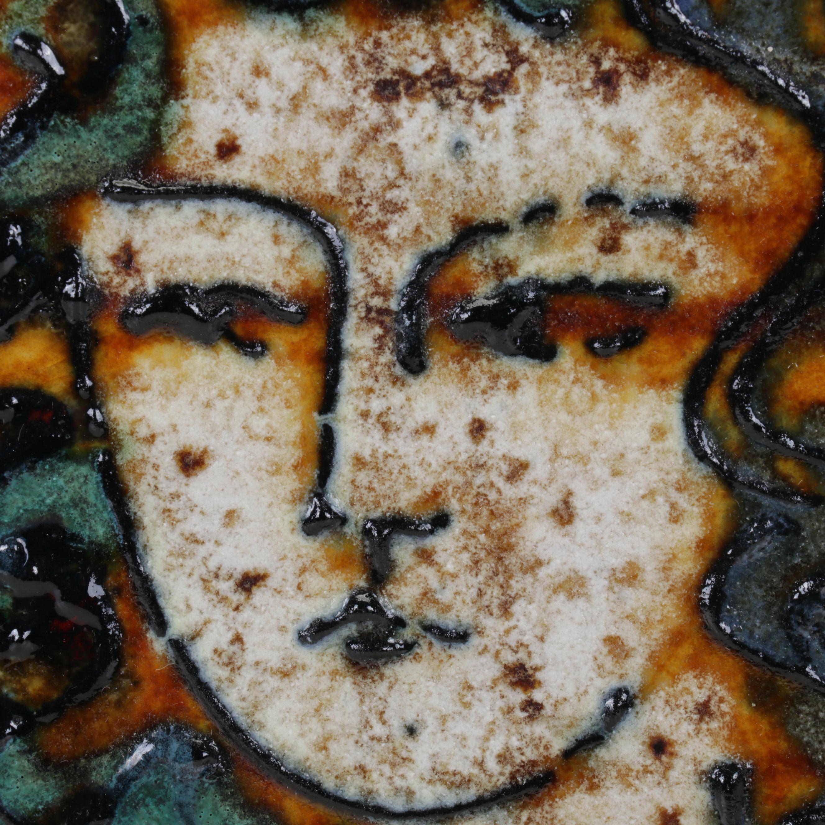 Female Portrait Enamel Paintings on Tile, Circa 1995