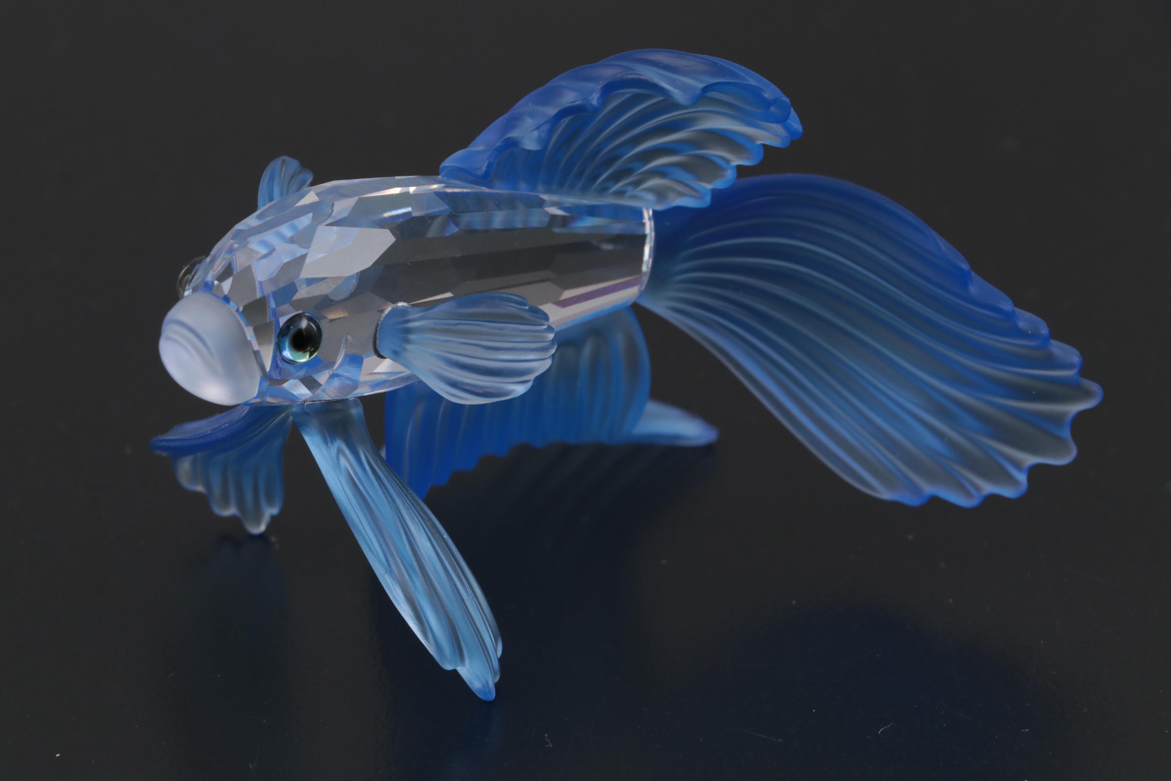 Swarovski Crystal Siamese Fighting Fish and Conch Shell Figurines