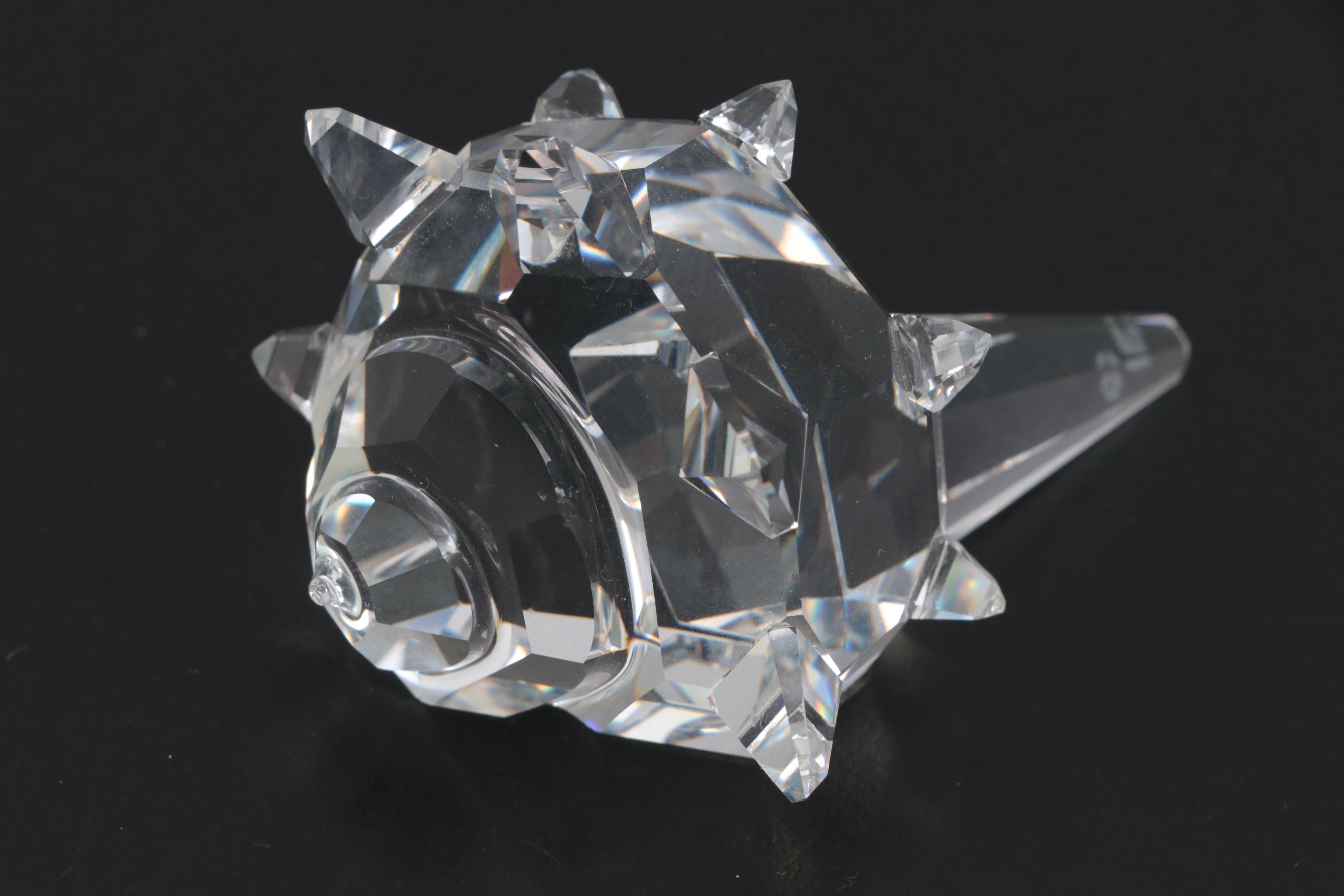 Swarovski Crystal Siamese Fighting Fish and Conch Shell Figurines