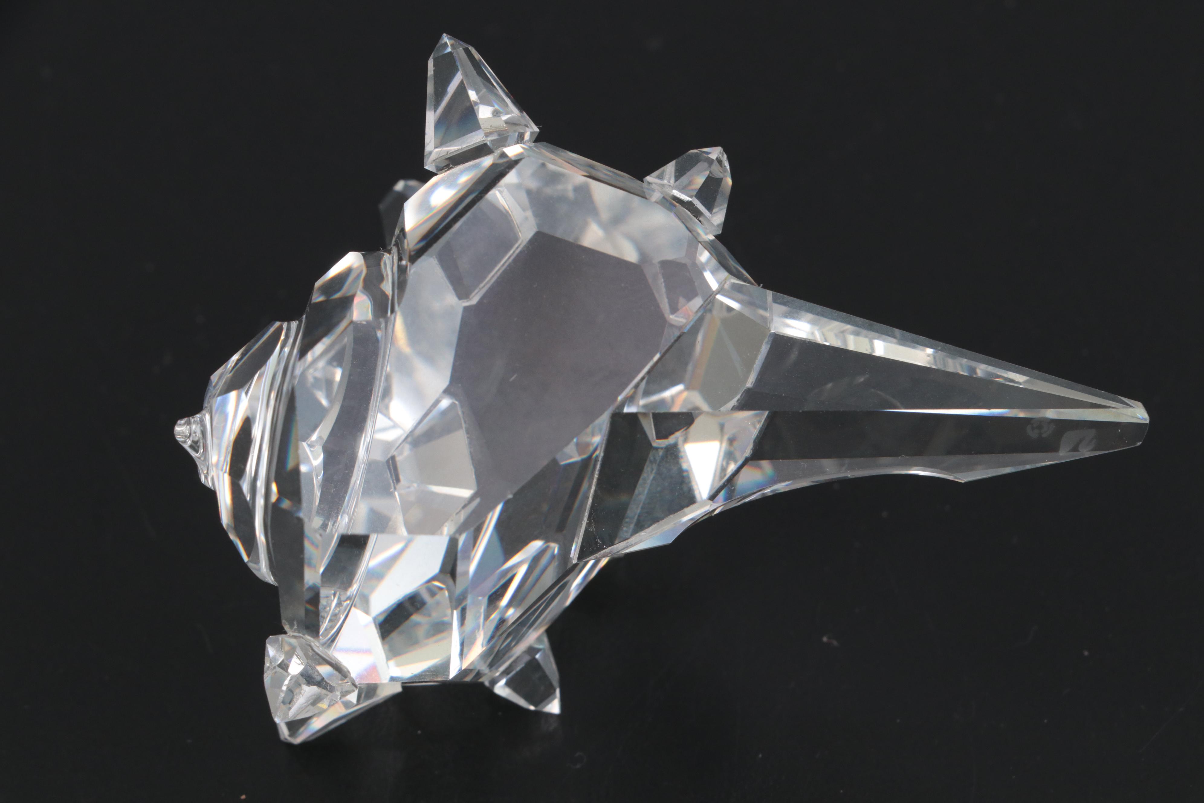 Swarovski Crystal Siamese Fighting Fish and Conch Shell Figurines