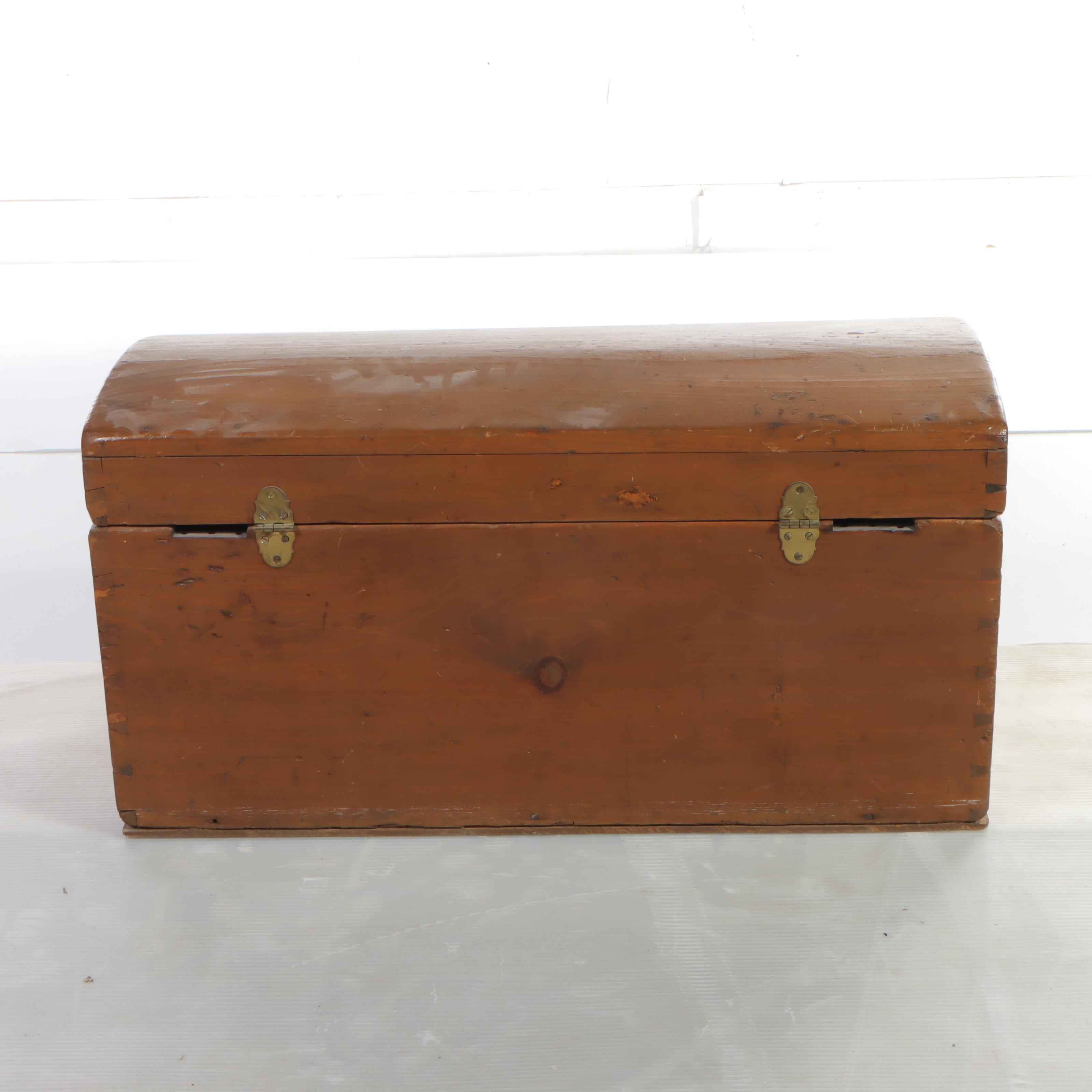 American Primitive Pine Dome-Top Chest, 19th Century