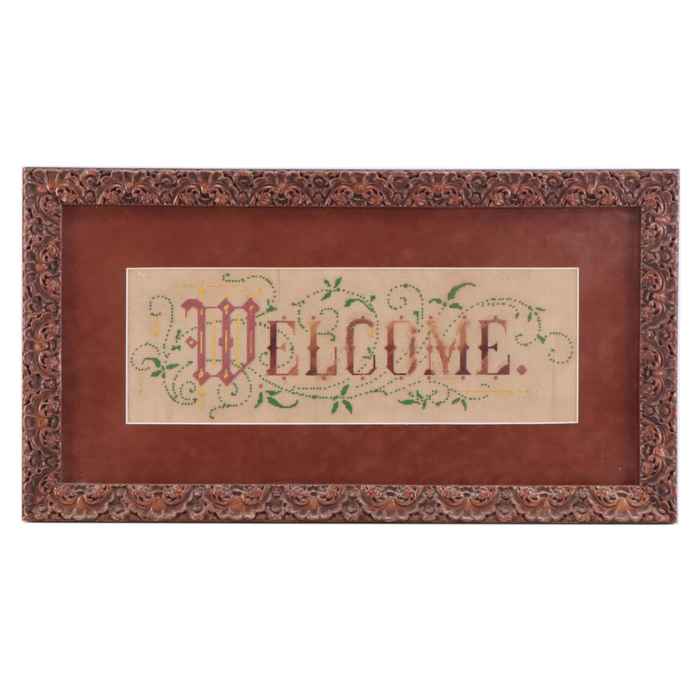 Cross-Stitch Decorative Textile "Welcome"