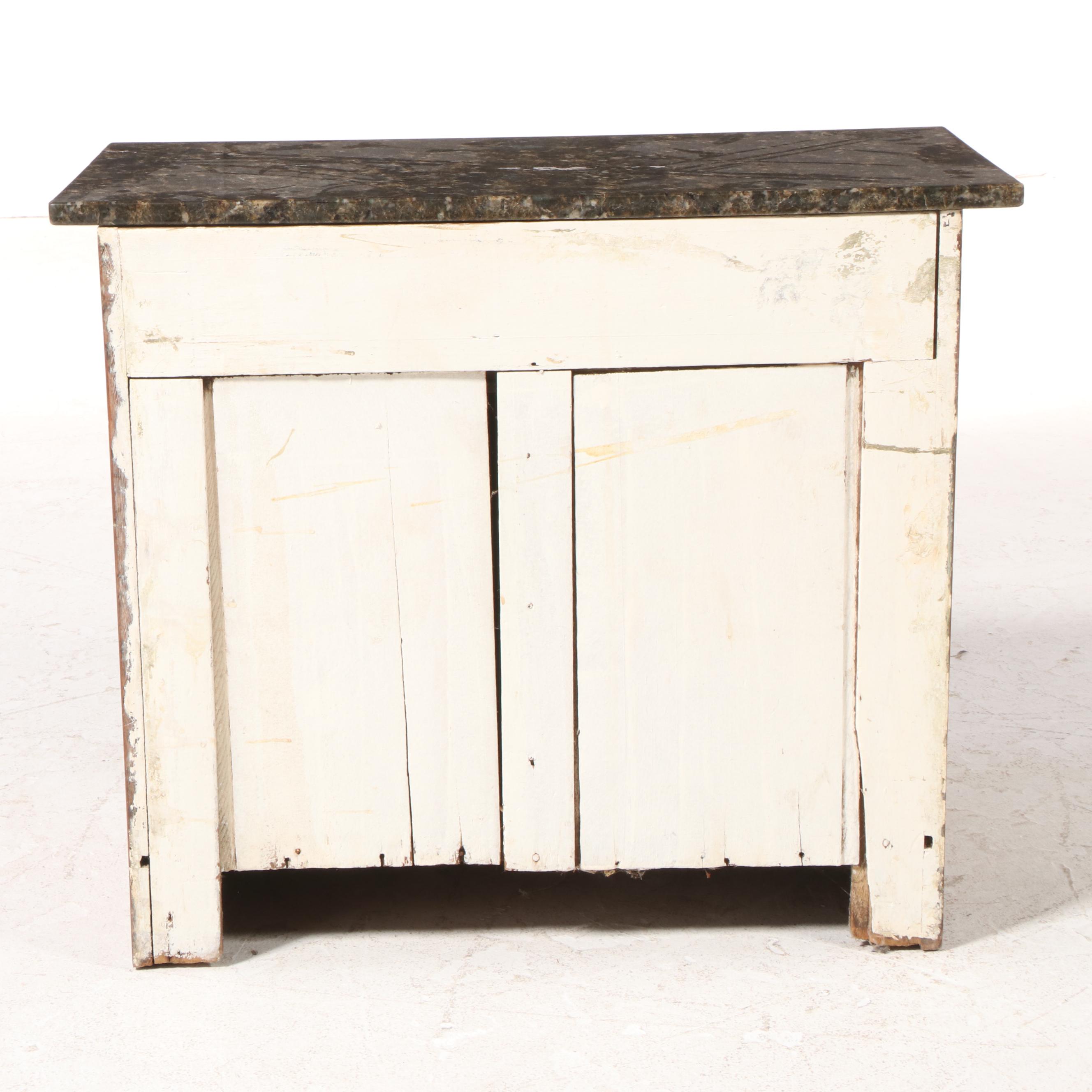 Victorian Walnut, Burl Walnut, and Granite Top Washstand