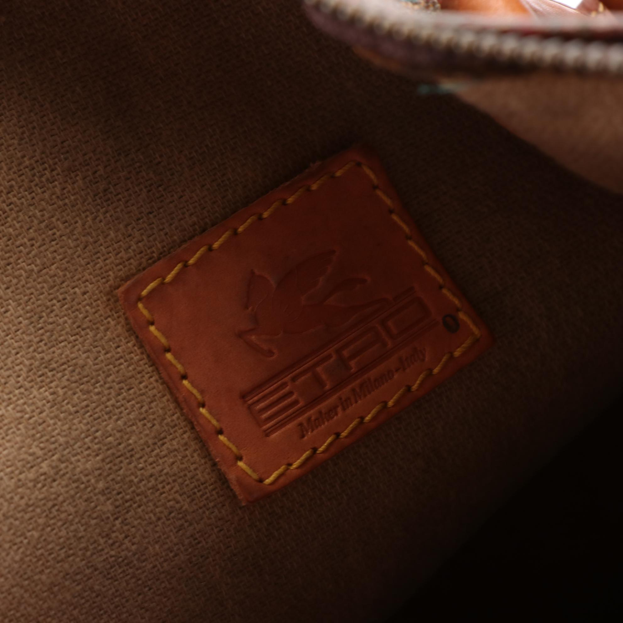 ETRO Boston Bag in Paisley Coated Canvas and Leather