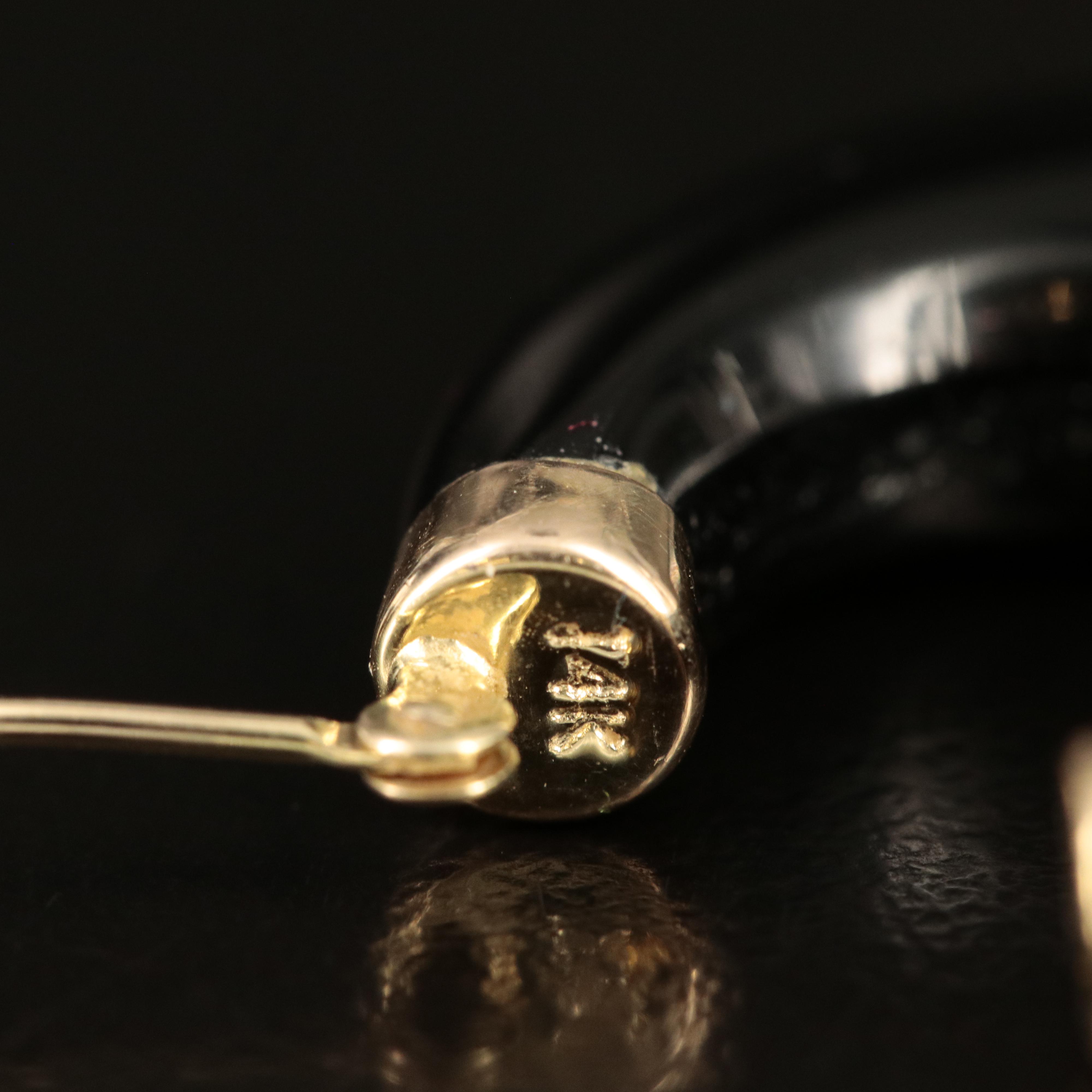 14K Black Onyx Hoop Earrings