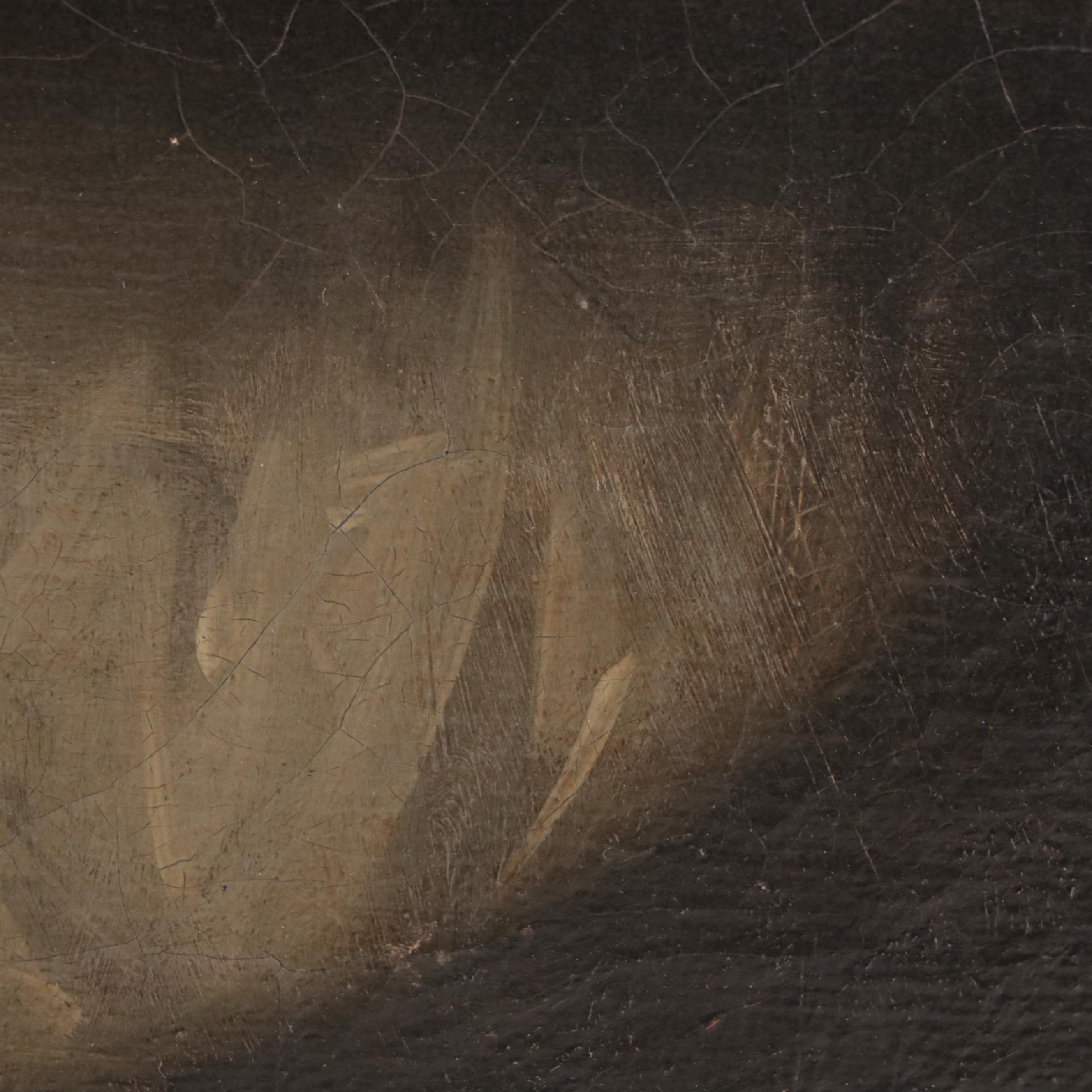 Portrait Oil Painting of Young Girl With Brush, Late 18th Century