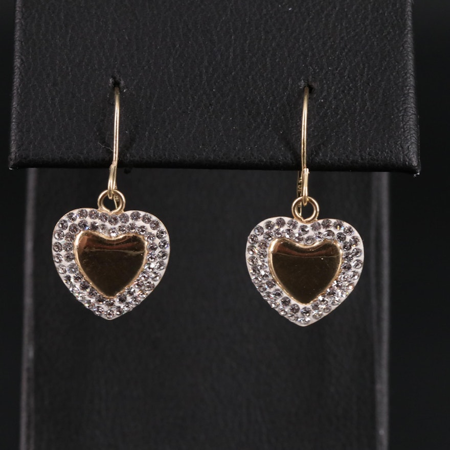 14K Heart Shape Dangle Earrings